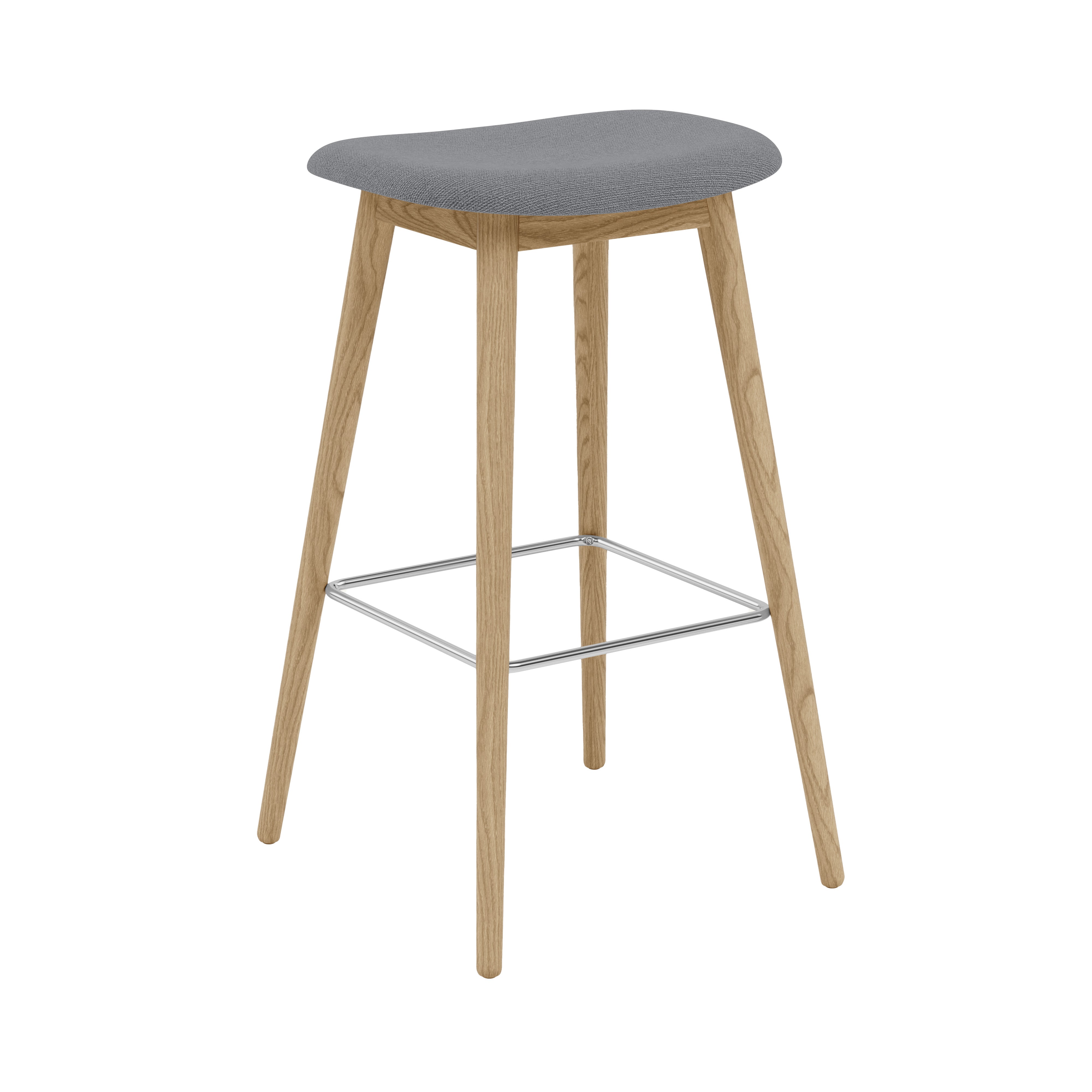 Fiber Bar + Counter Stool: Wood Base + Upholstered + Bar + Oak