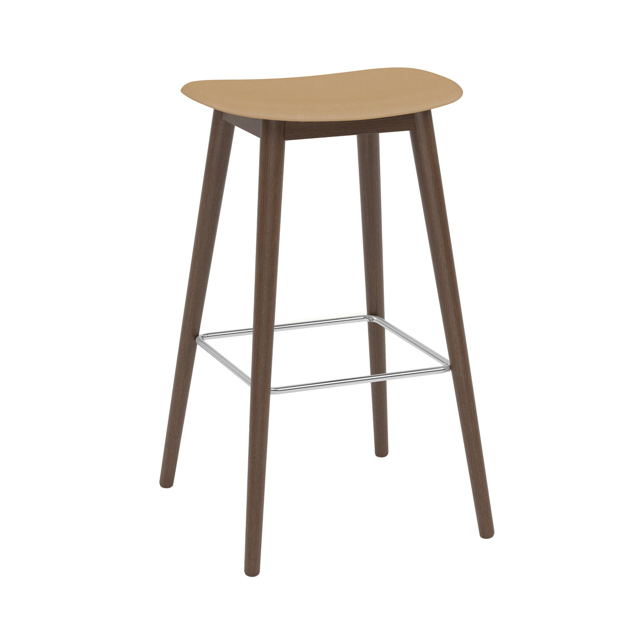 Fiber Bar + Counter Stool: Wood Base + Bar + Stained Dark Brown + Ochre