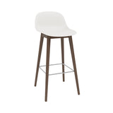 Fiber Bar + Counter Stool with Backrest: Wood Base + Bar + Stained Dark Brown + Natural White