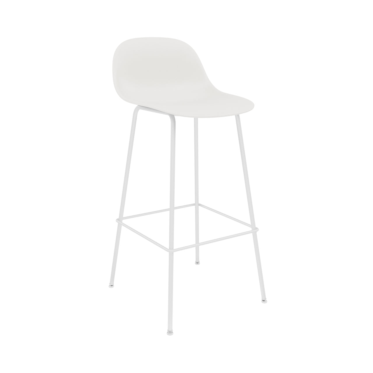 Fiber Bar + Counter Stool with Backrest: Tube Base + Bar + Natural White