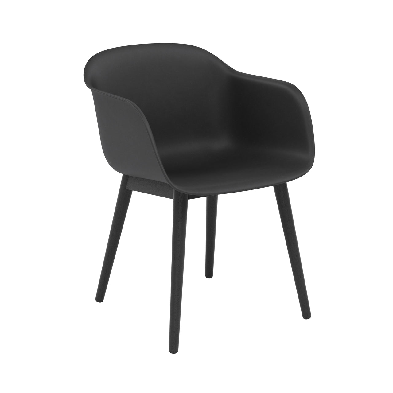 Fiber Armchair: Wood Base + Recycled Shell + Black + Anthracite Black