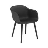 Fiber Armchair: Wood Base + Recycled Shell + Black + Anthracite Black