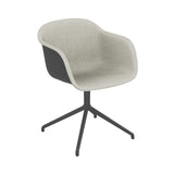 Fiber Armchair: Swivel Base Front Upholstered + Recycled Shell + Anthracite Black + Black