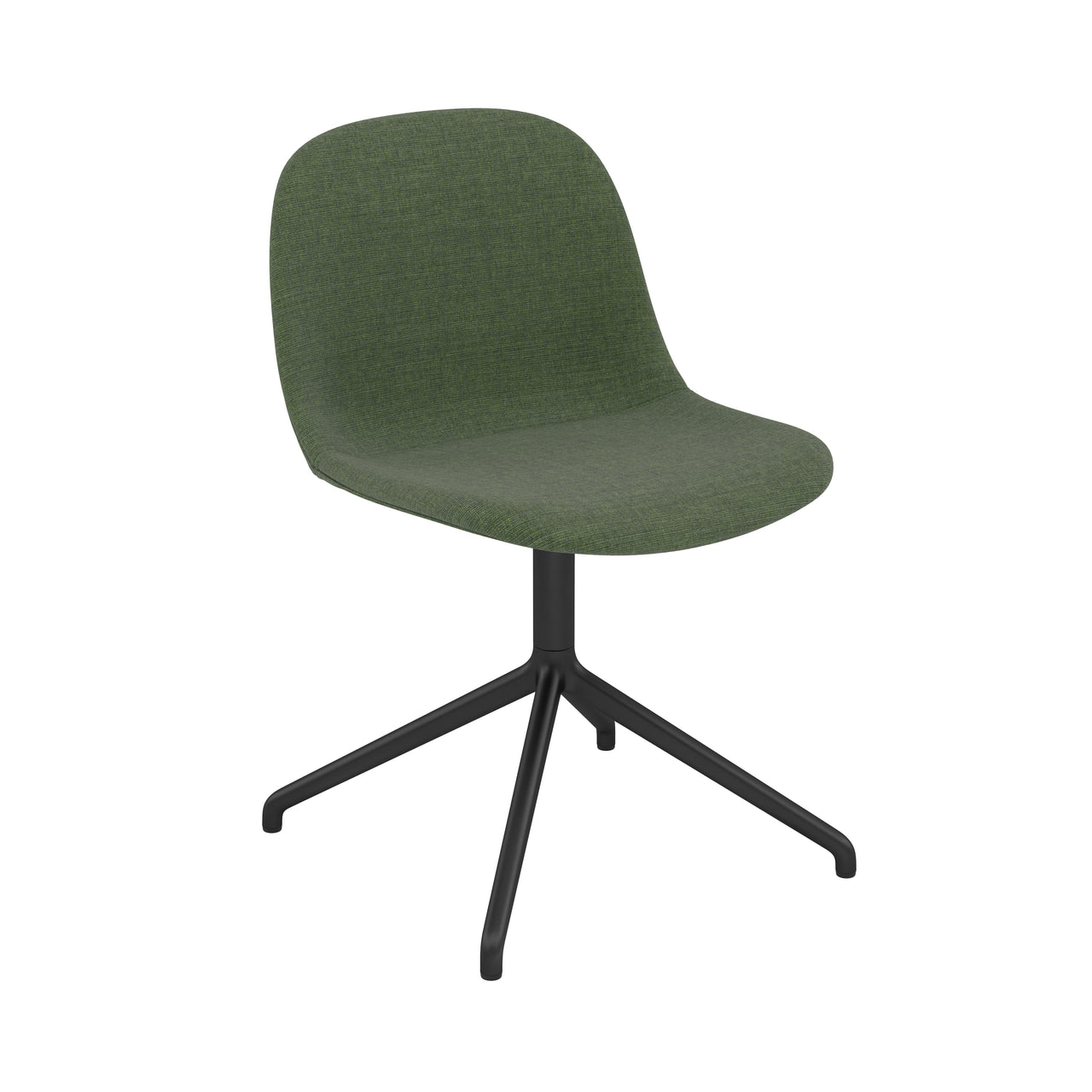 Fiber Side Chair: Swivel Base + Recycled Shell + Upholstered + Anthracite Black