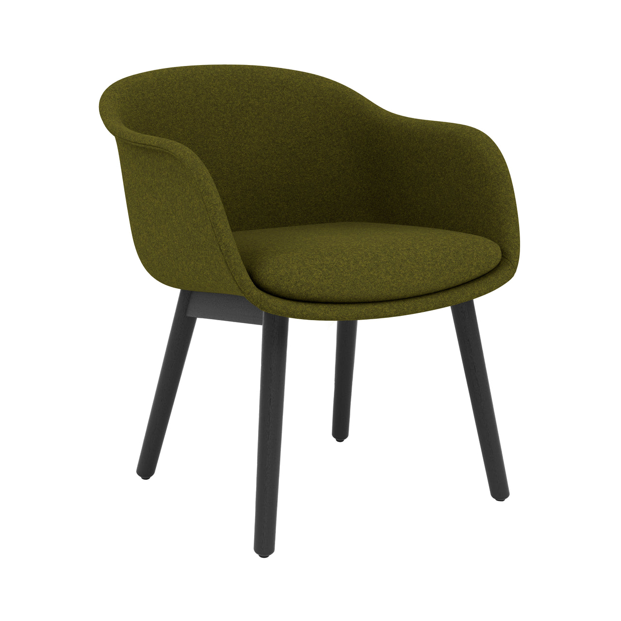 Fiber Conference Armchair: Wood Base Upholstered + Black