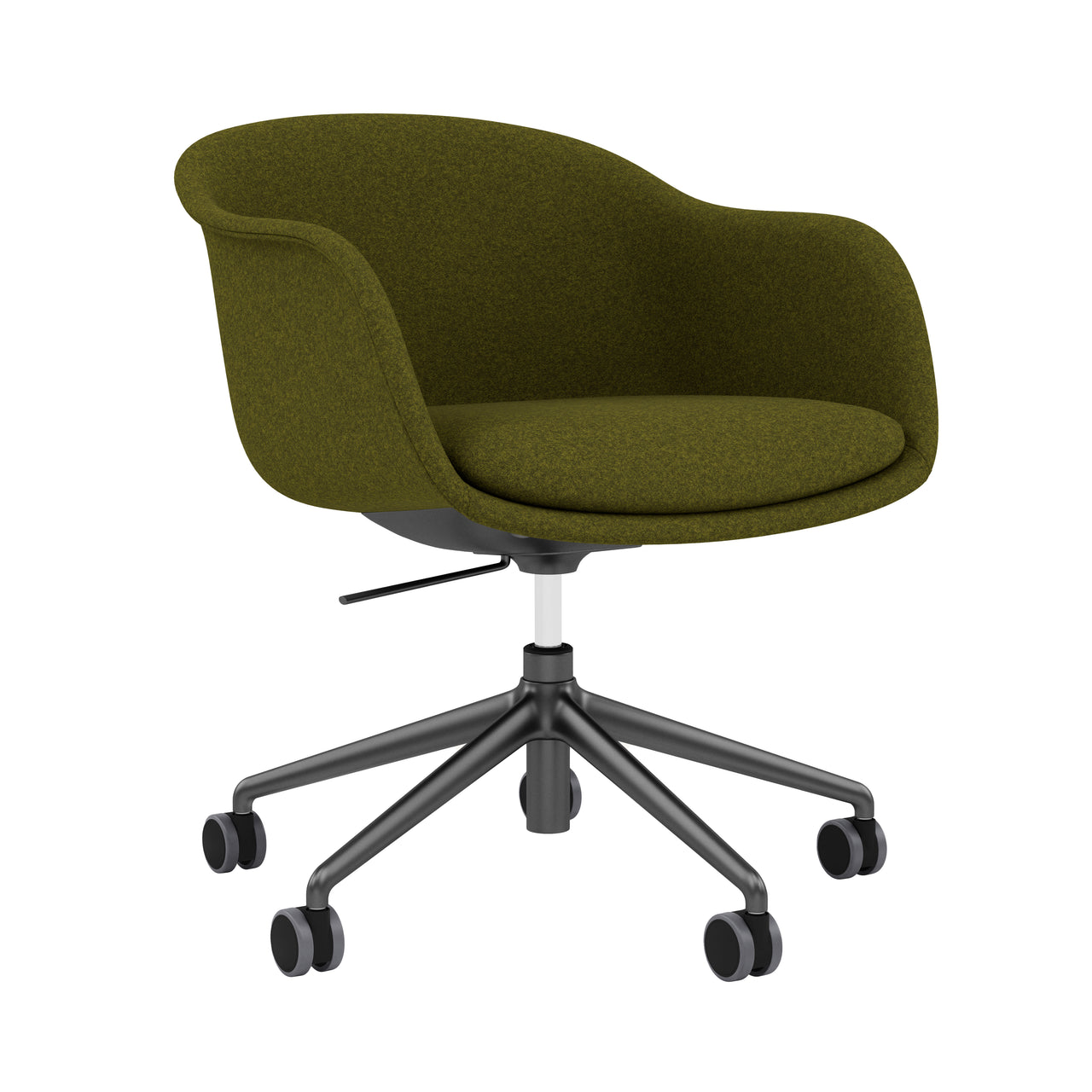 Fiber Conference Armchair: Swivel Base with Castors + Gaslift + Tilt + Recycled Shell + Anthracite Black