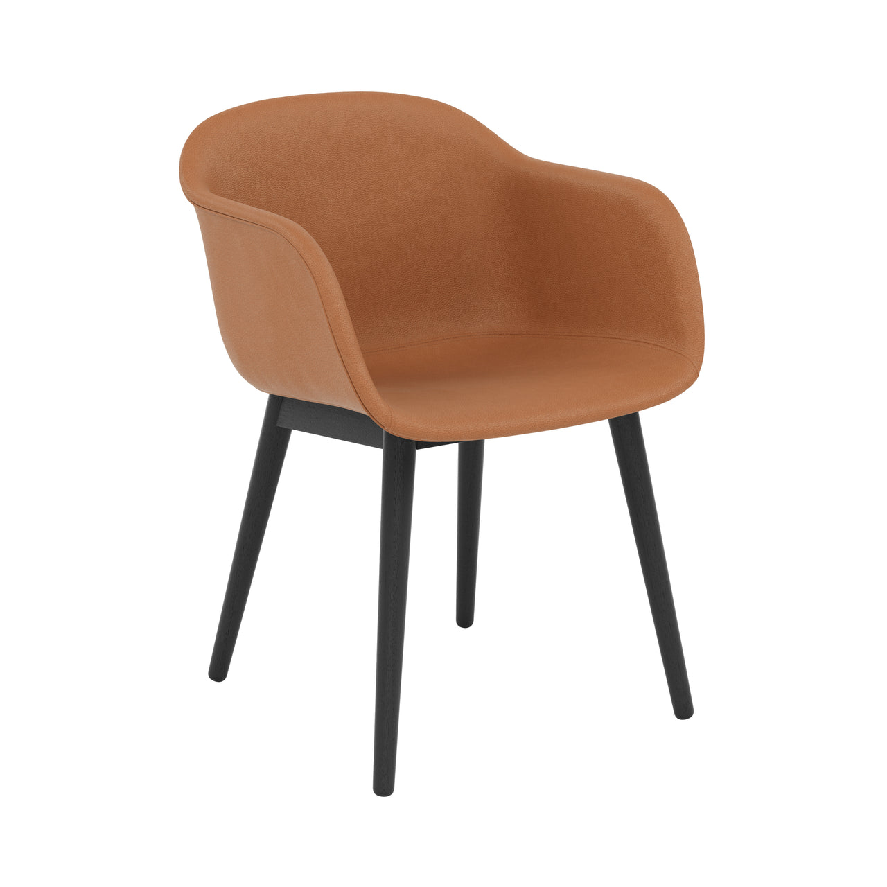 Fiber Armchair: Wood Base + Recycled Shell + Upholstered + Black