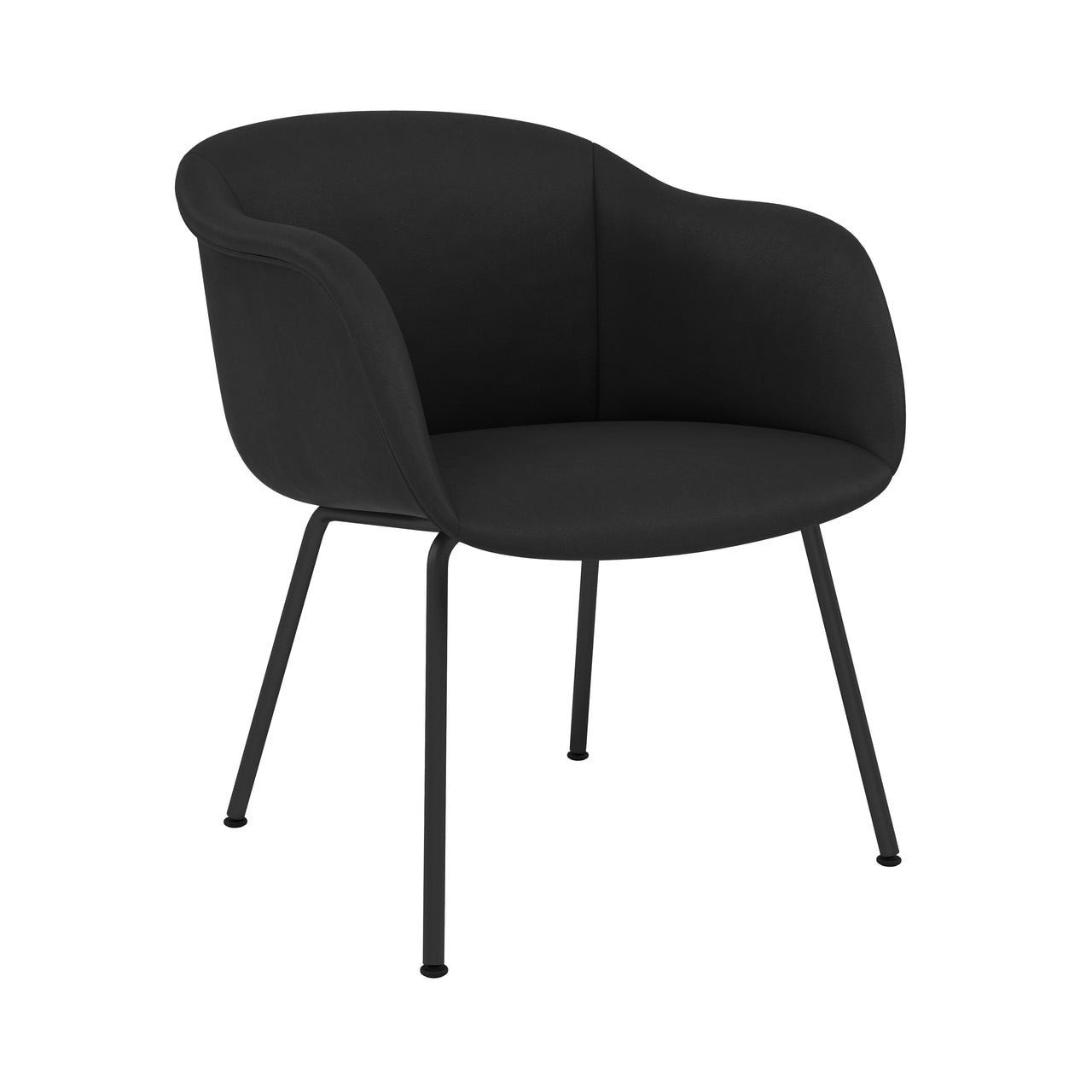 Fiber Soft Armchair: Tube Base + Upholstered Shell + Black