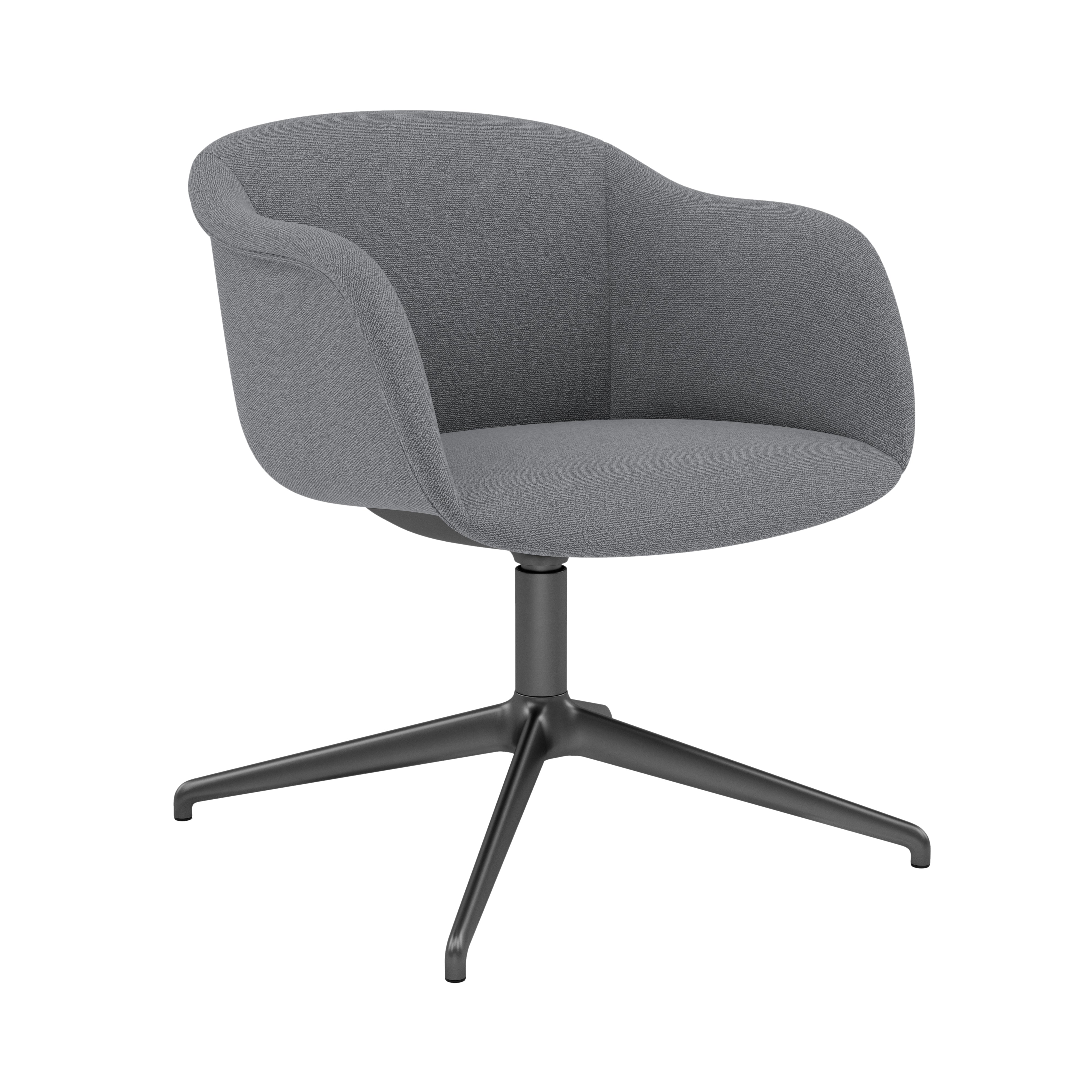 Fiber Soft Armchair Swivel Base + Upholstered Shell: Anthracite Black