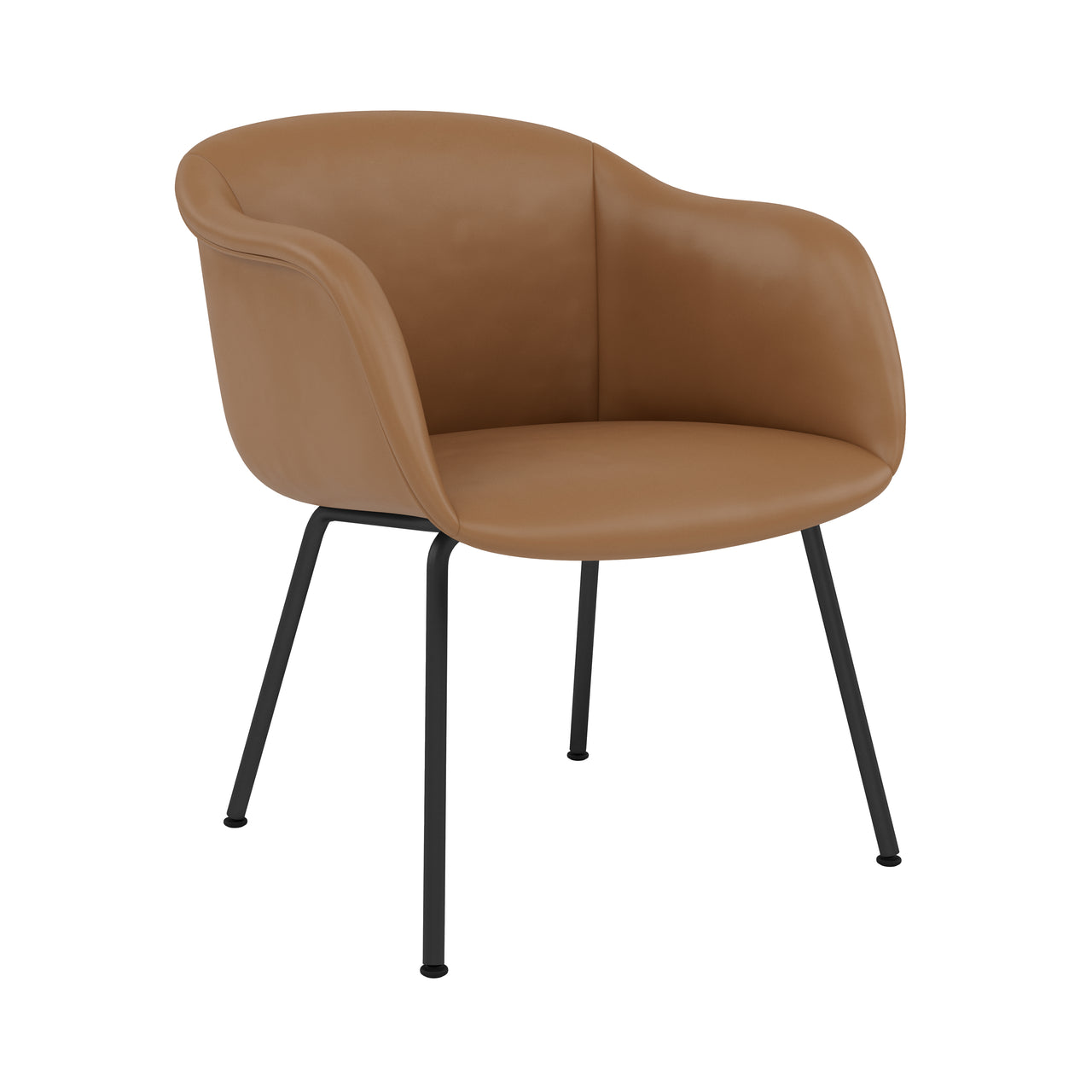 Fiber Soft Armchair: Tube Base + Upholstered Shell + Black