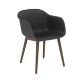 Fiber Armchair: Wood Base + Recycled Shell + Anthracite Black + Stained Dark Brown