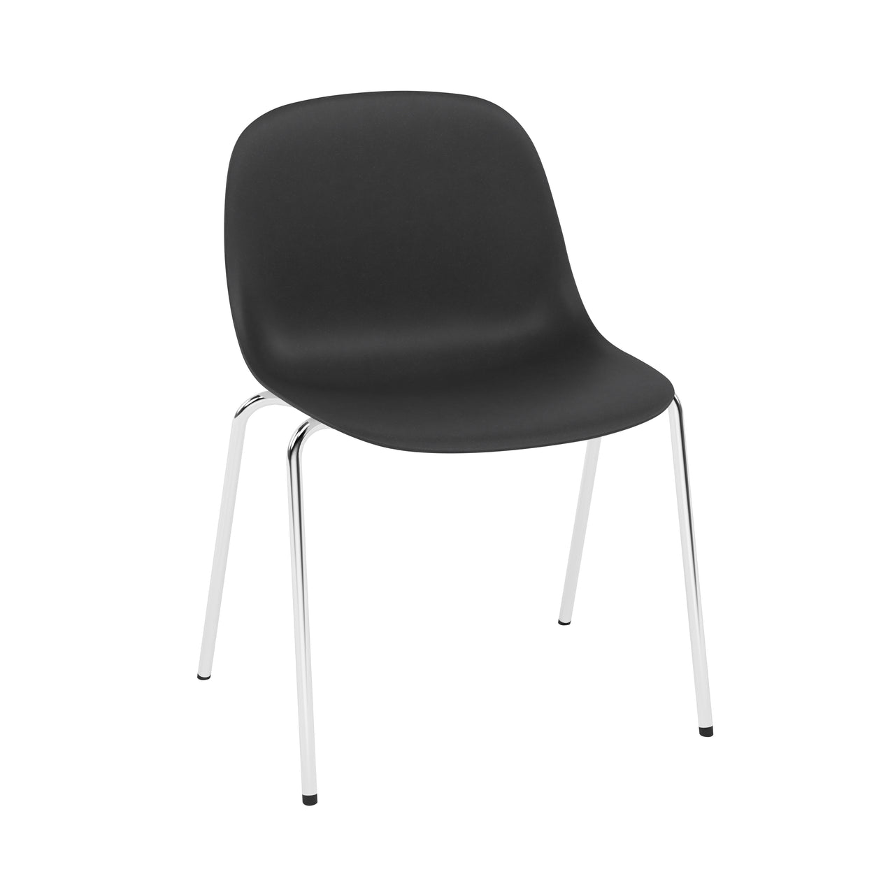 Fiber Side Chair: A-Base with Felt Glides + Recycled Shell + Black