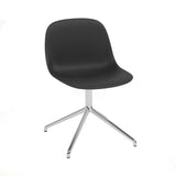 Fiber Side Chair: Swivel Base with Return + Recycled Shell + Polished Aluminum + Black