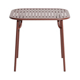 Week-End Square Dining Table with Slats: Red Brown