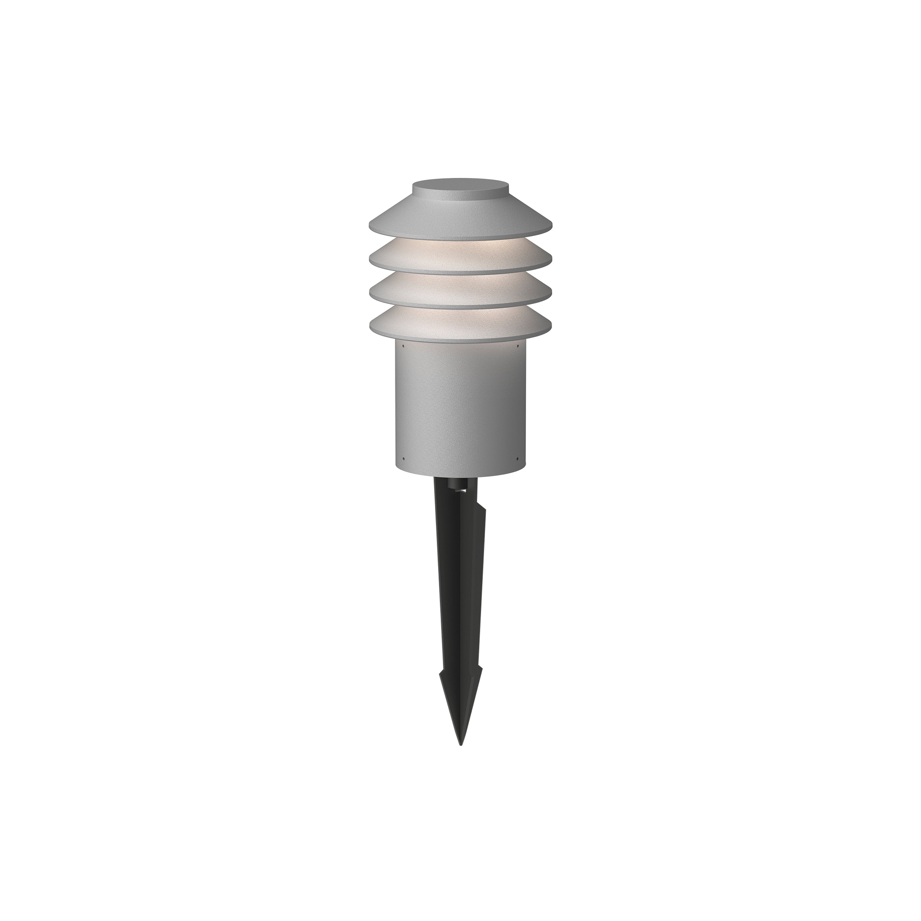 Bysted Garden Bollard Lamp: Short + Natural Painted Aluminum + Spike without Adaptor