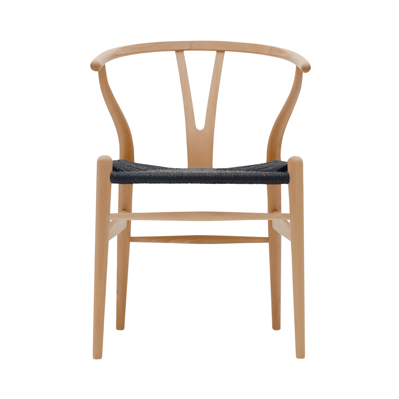 CH24 Wishbone Chair: Black + Lacquered Beech