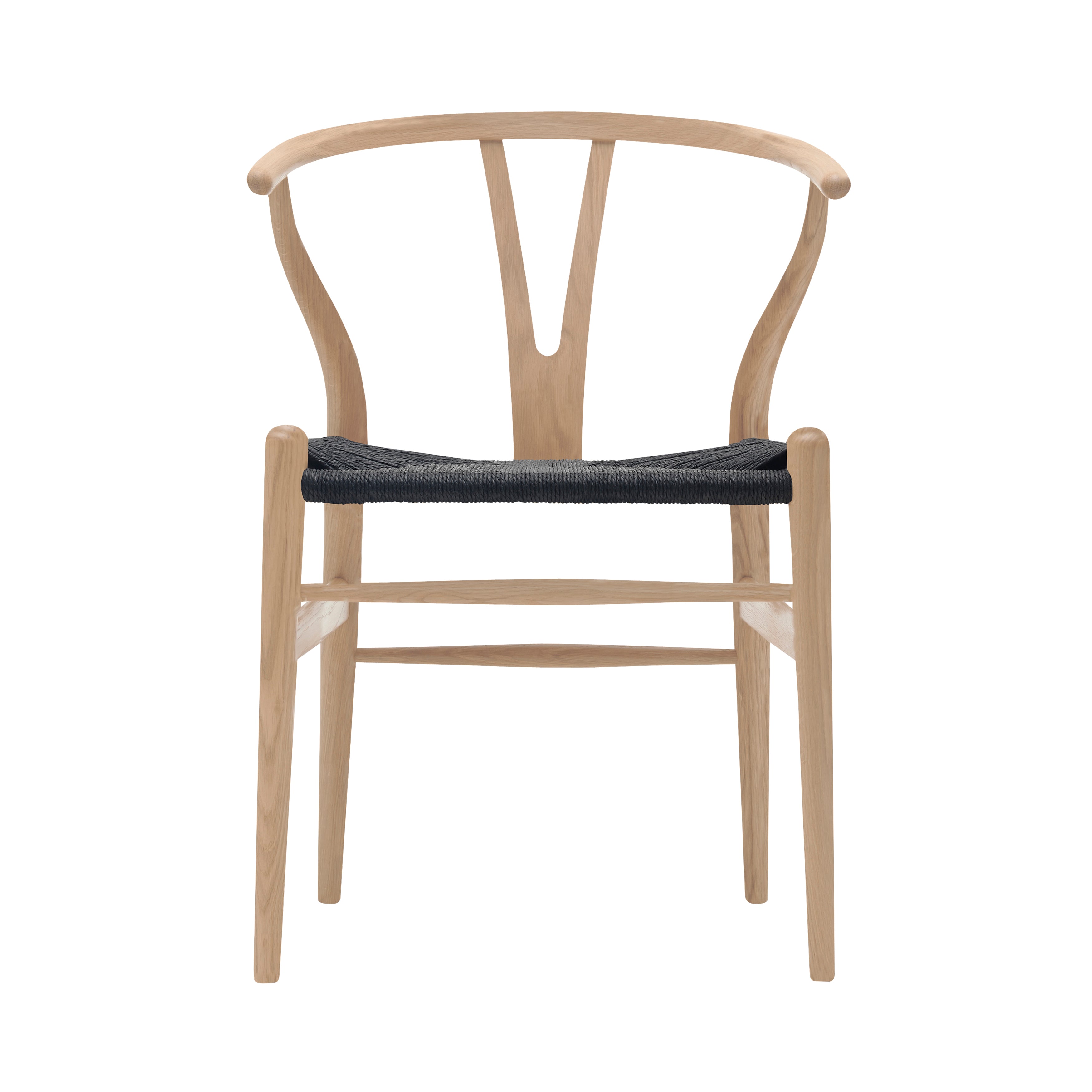 CH24 Wishbone Chair: Black + White Oiled Oak