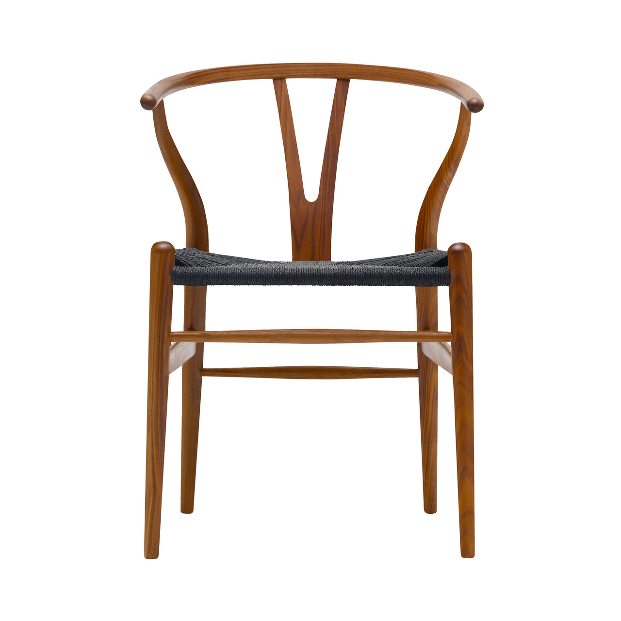 CH24 Wishbone Chair: Black + Lacquered Walnut