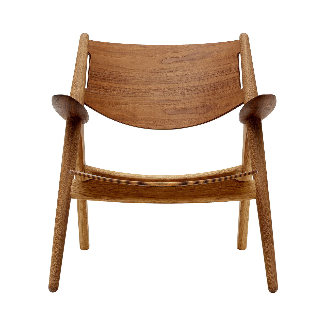 CH28T Lounge Chair: Lacquered Oak + Walnut