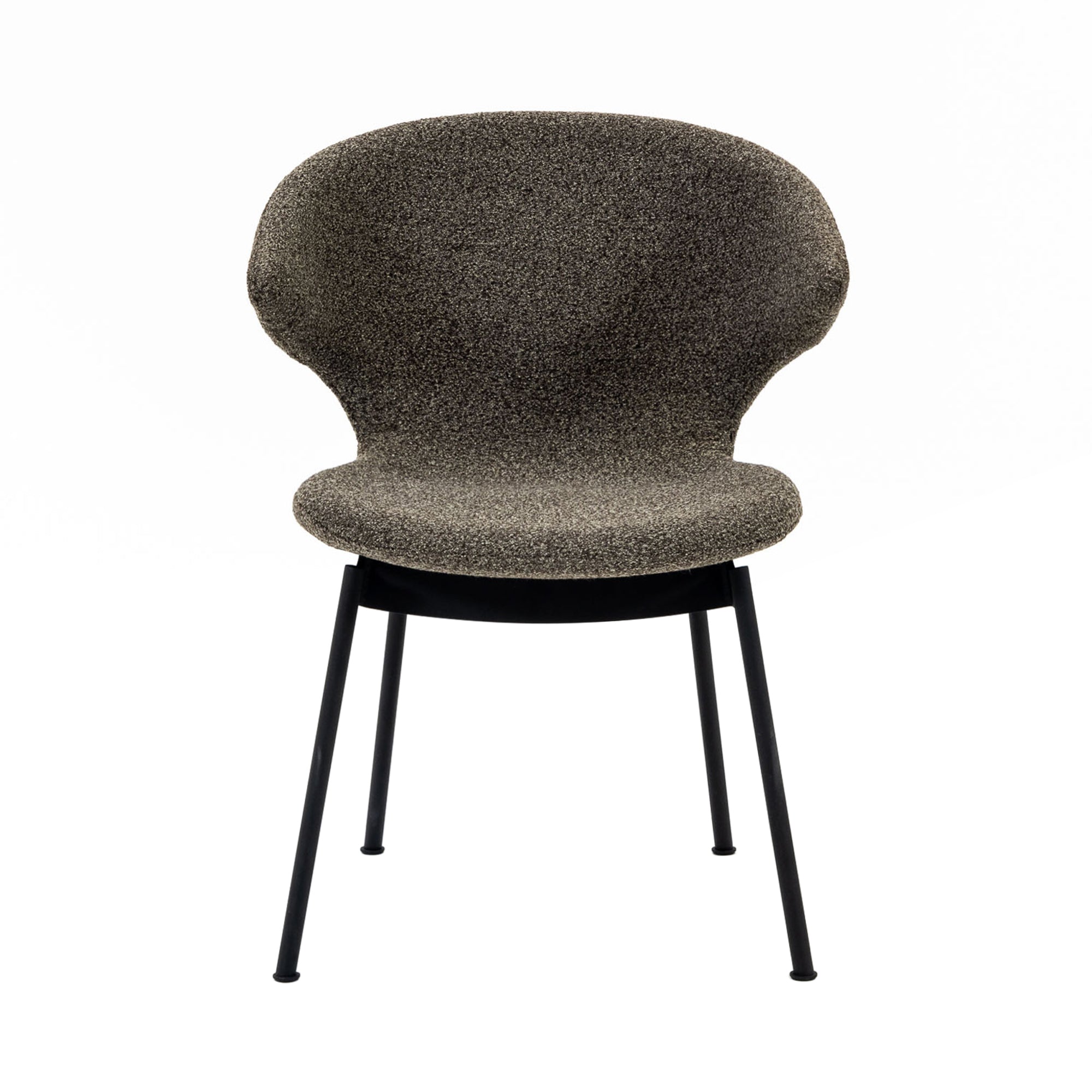 Ella Dining Chair: Tubular + Black + Fine Boucle Pepper