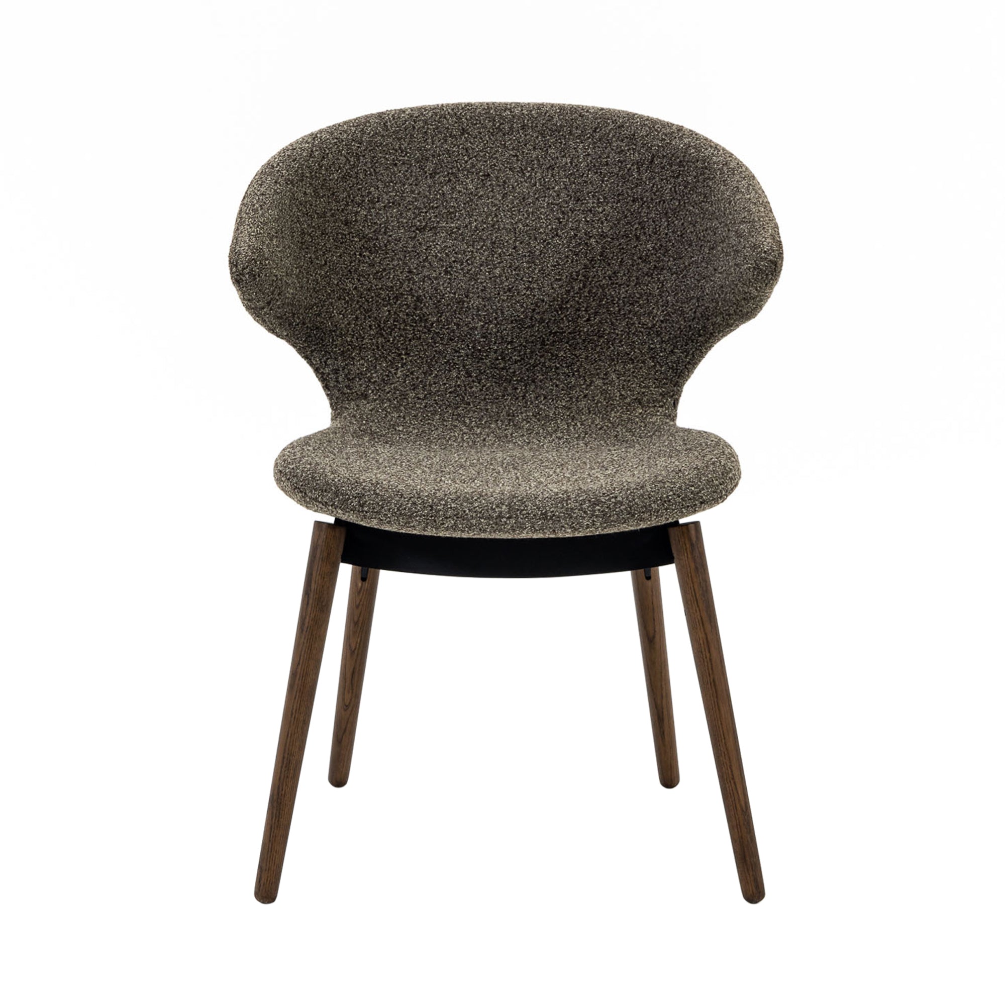 Ella Dining Chair: Composite + Walnut + Black + Fine Boucle Pepper