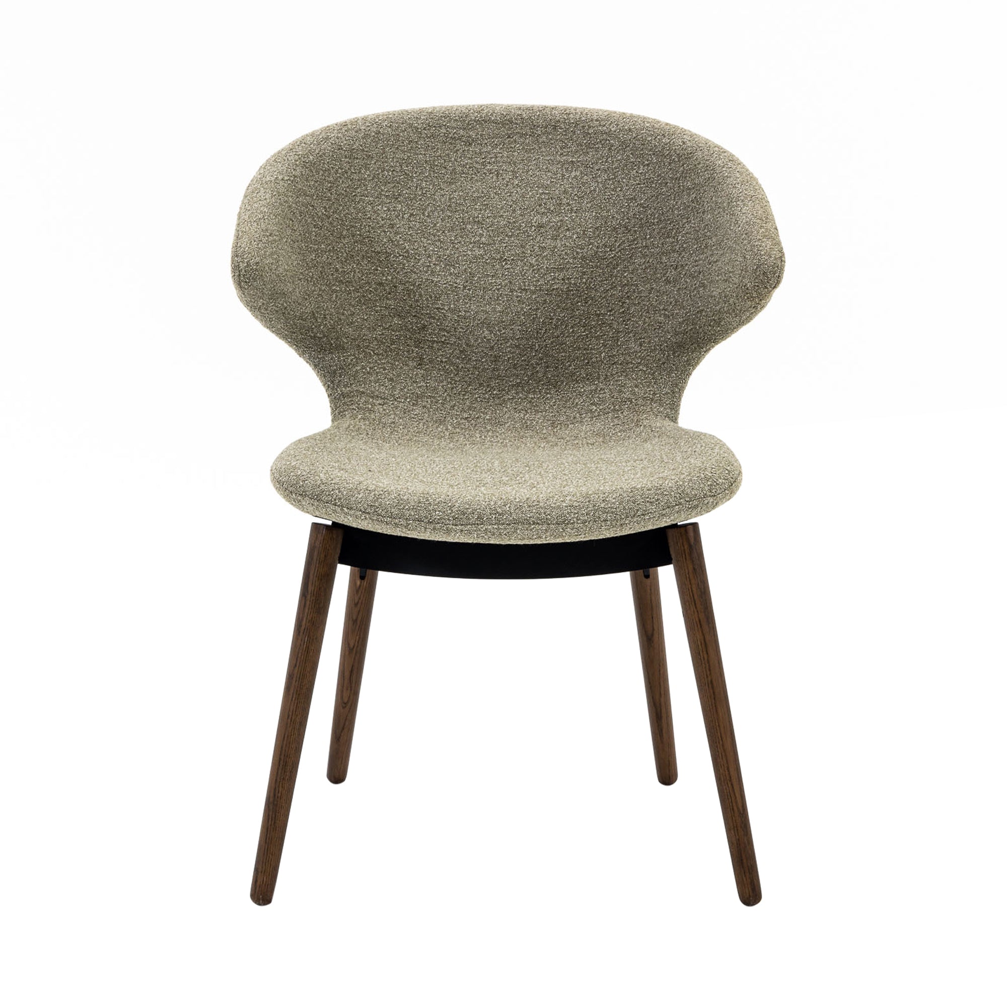 Ella Dining Chair: Composite + Walnut + Black + Fine Boucle Sable