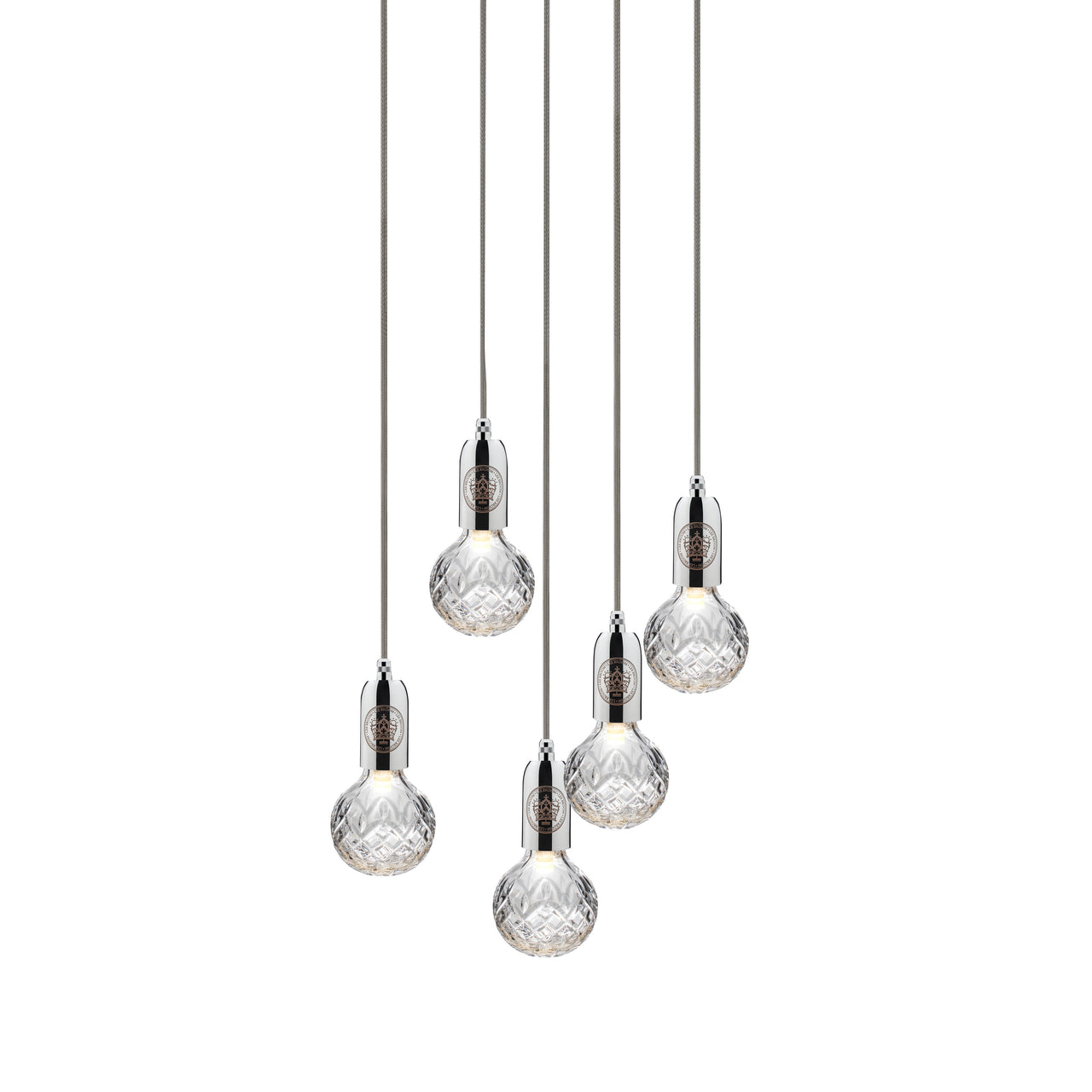 Crystal Bulb Chandelier: 5 Bulb + Polished Chrome + Clear