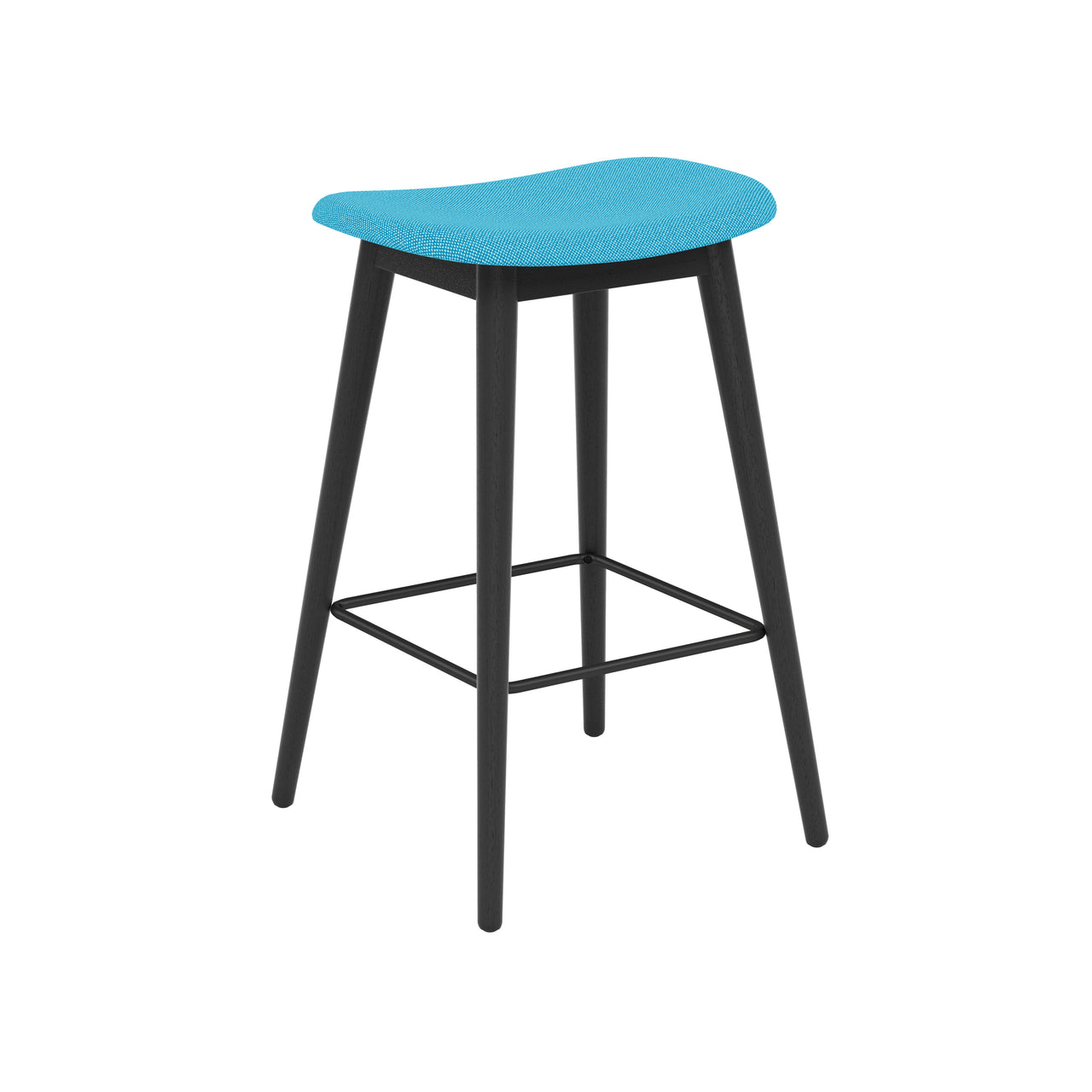 Fiber Bar + Counter Stool: Wood Base + Upholstered + Counter + Black