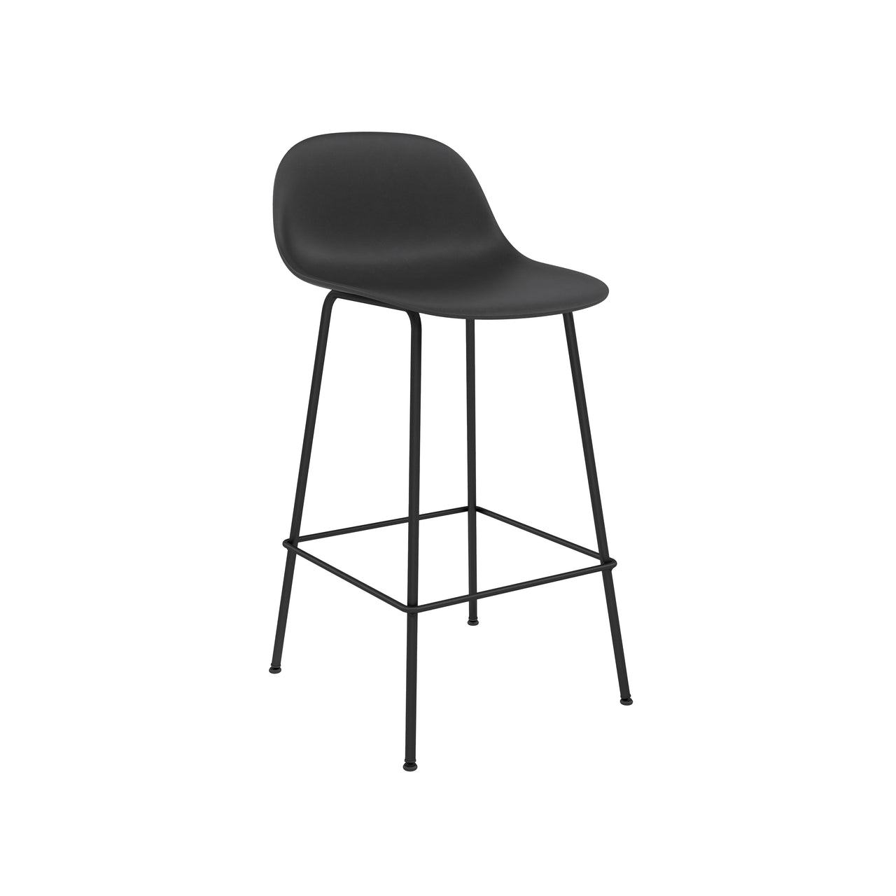 Fiber Bar + Counter Stool with Backrest: Tube Base + Counter + Anthracite Black + Black