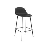 Fiber Bar + Counter Stool with Backrest: Tube Base + Counter + Black + Anthracite Black