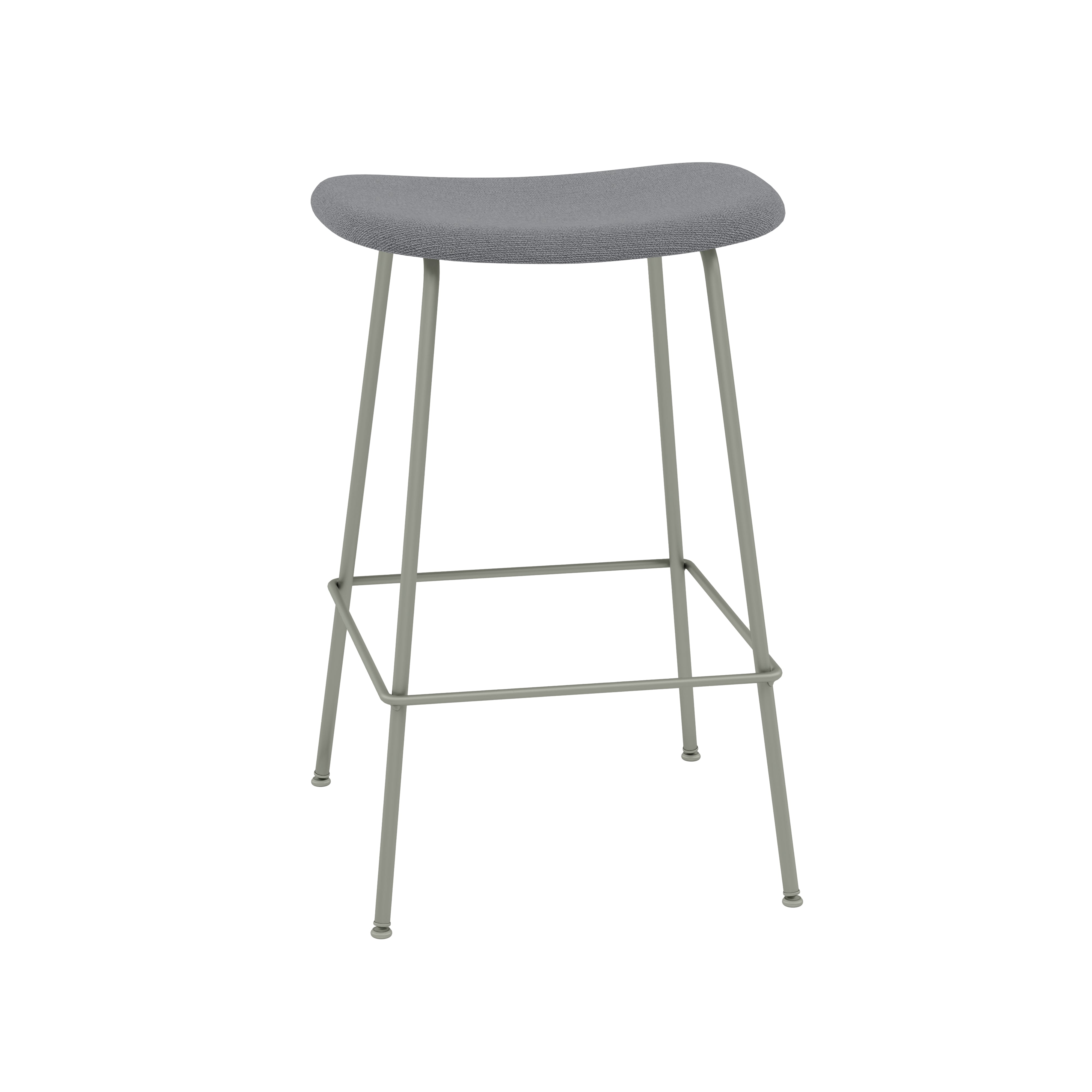 Fiber Bar + Counter Stool: Tube Base + Upholstered + Counter + Dusty Green