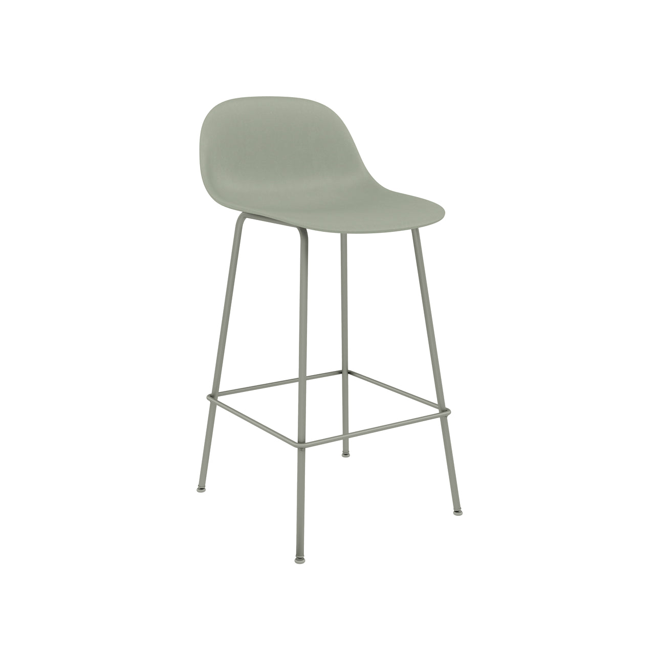 Fiber Bar + Counter Stool with Backrest: Tube Base + Counter + Dusty Green