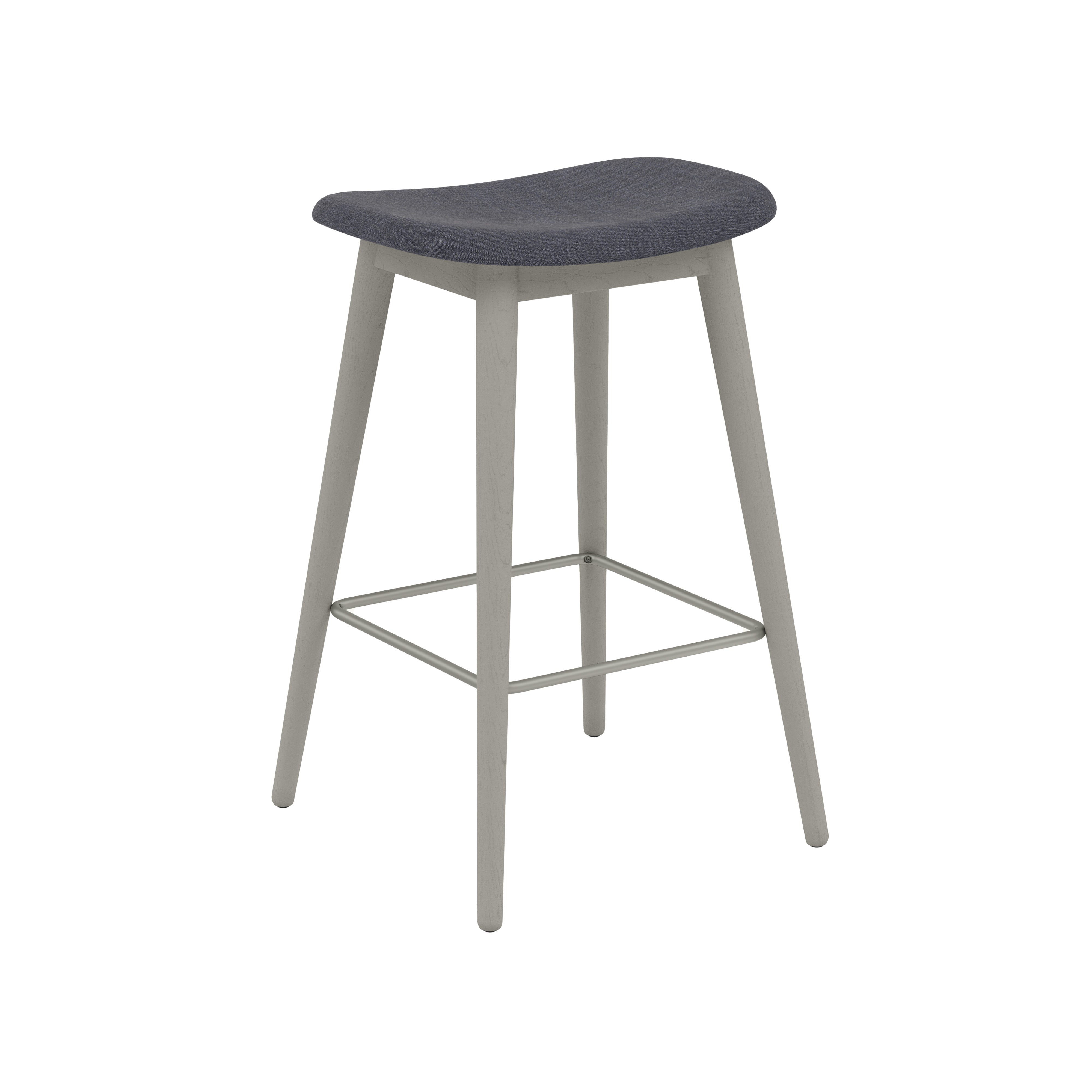 Fiber Bar + Counter Stool: Wood Base + Upholstered + Counter + Grey