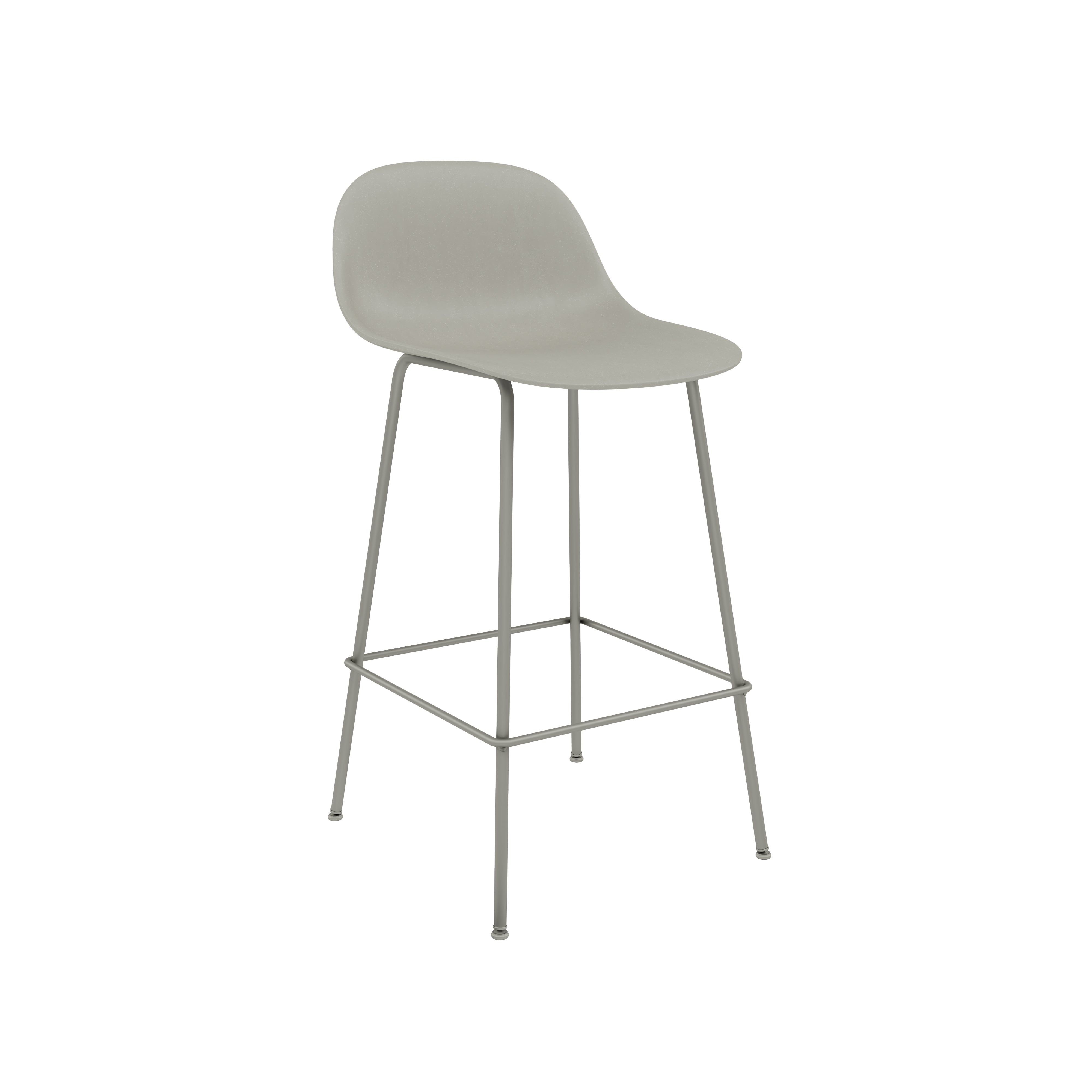 Fiber Bar + Counter Stool with Backrest: Tube Base + Counter + Grey