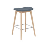 Fiber Bar + Counter Stool: Wood Base + Upholstered + Counter + Oak