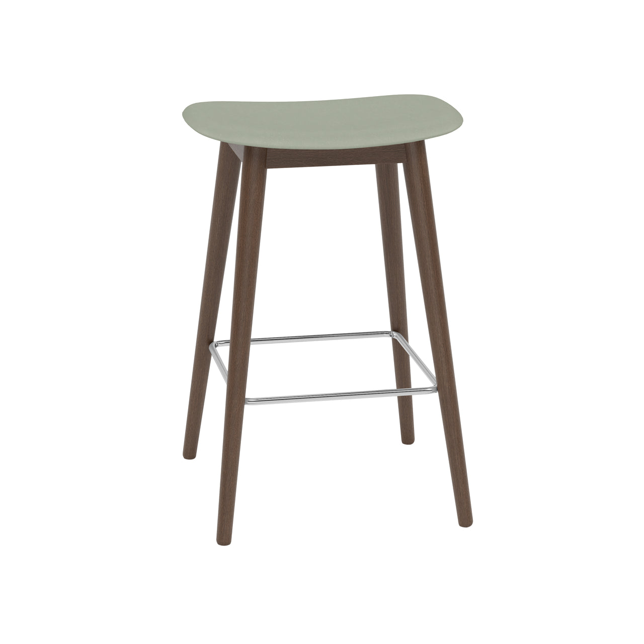 Fiber Bar + Counter Stool: Wood Base + Counter + Stained Dark Brown + Dusty Green