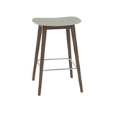 Fiber Bar + Counter Stool: Wood Base + Counter + Stained Dark Brown + Grey