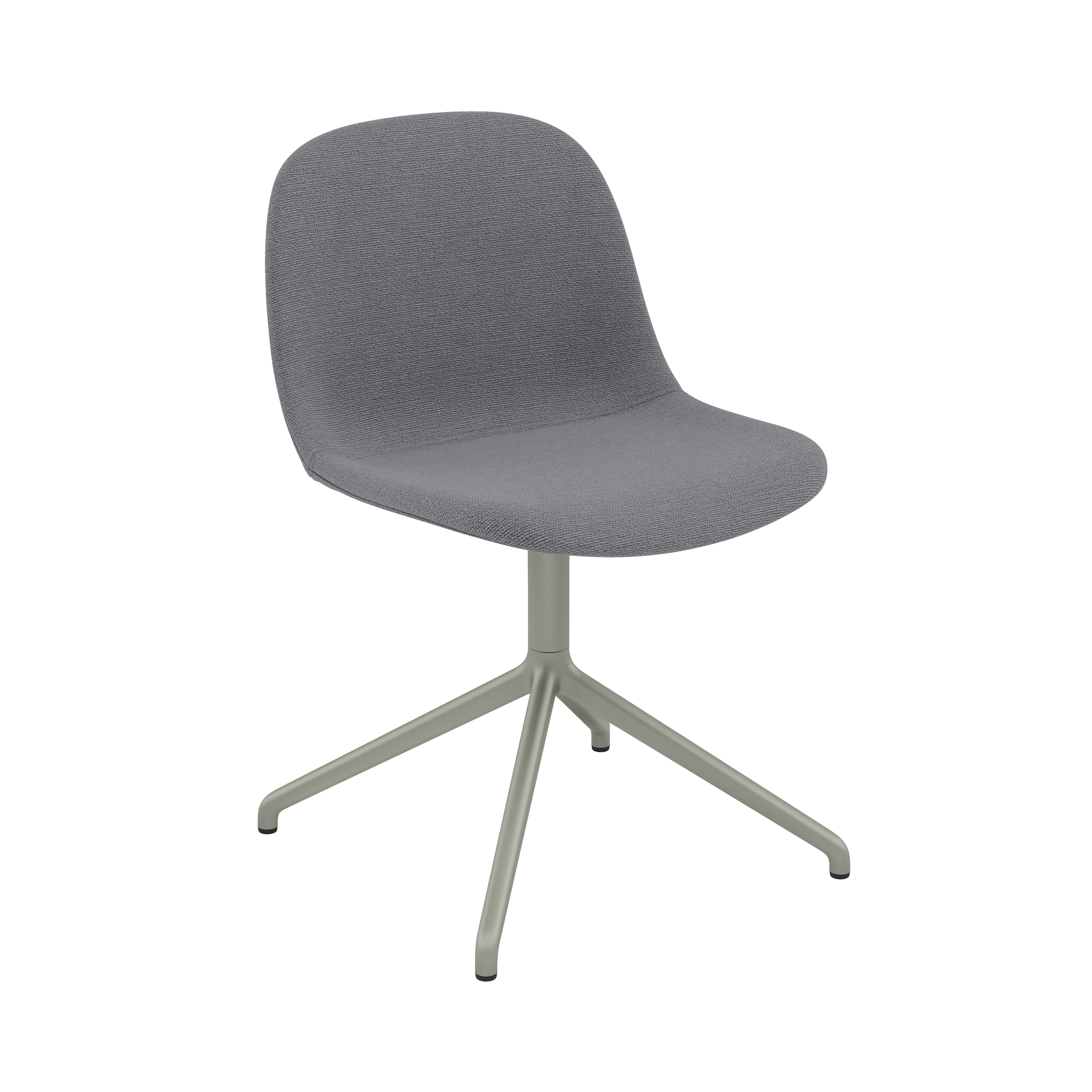 Fiber Side Chair: Swivel Base with Return + Recycled Shell + Upholstered + Dusty Green