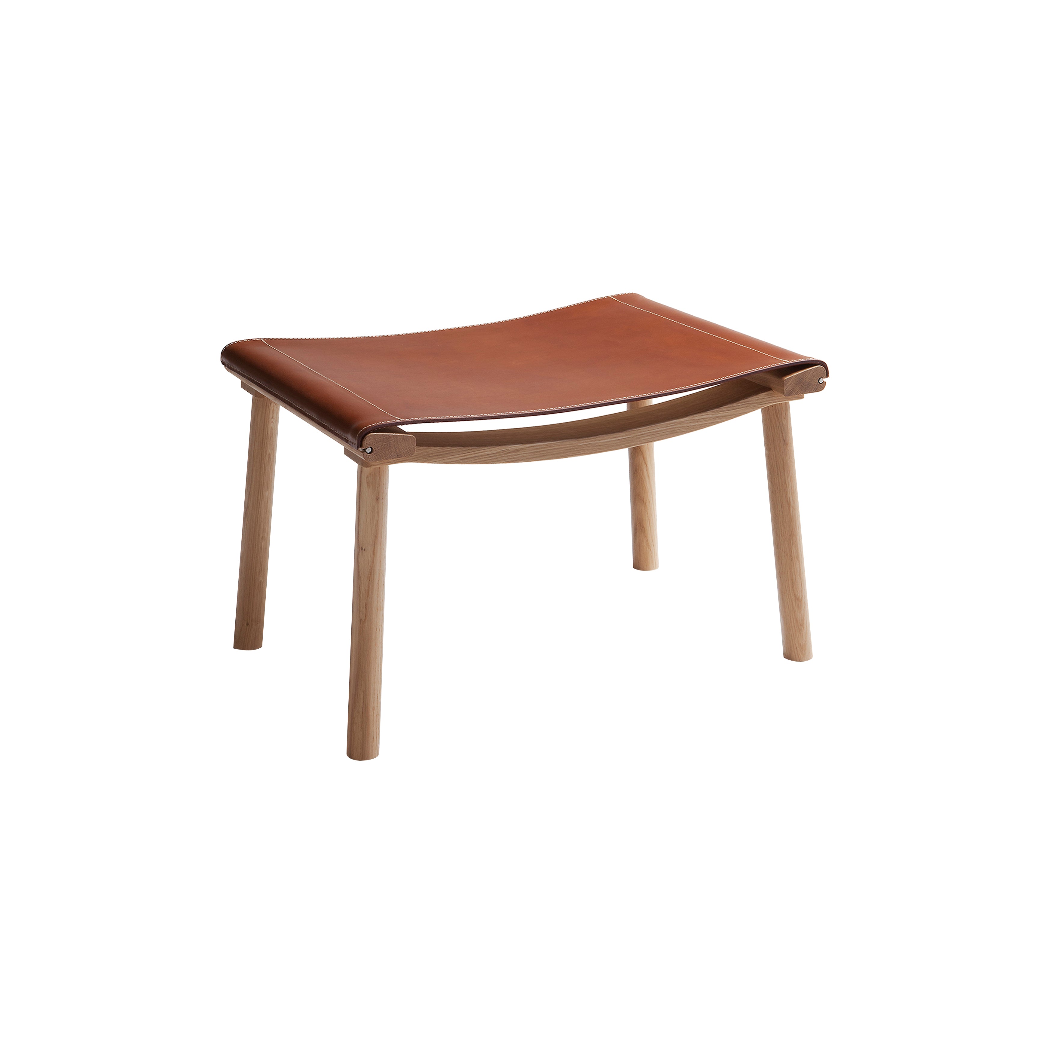 December Ottoman: Oak + Tanned Leather Cognac