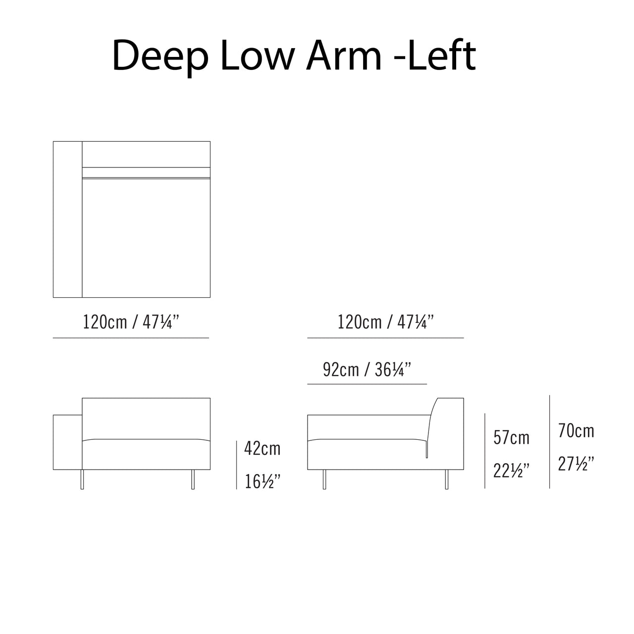 Endless Sectional Sofa: Deep + Low Arm - Left