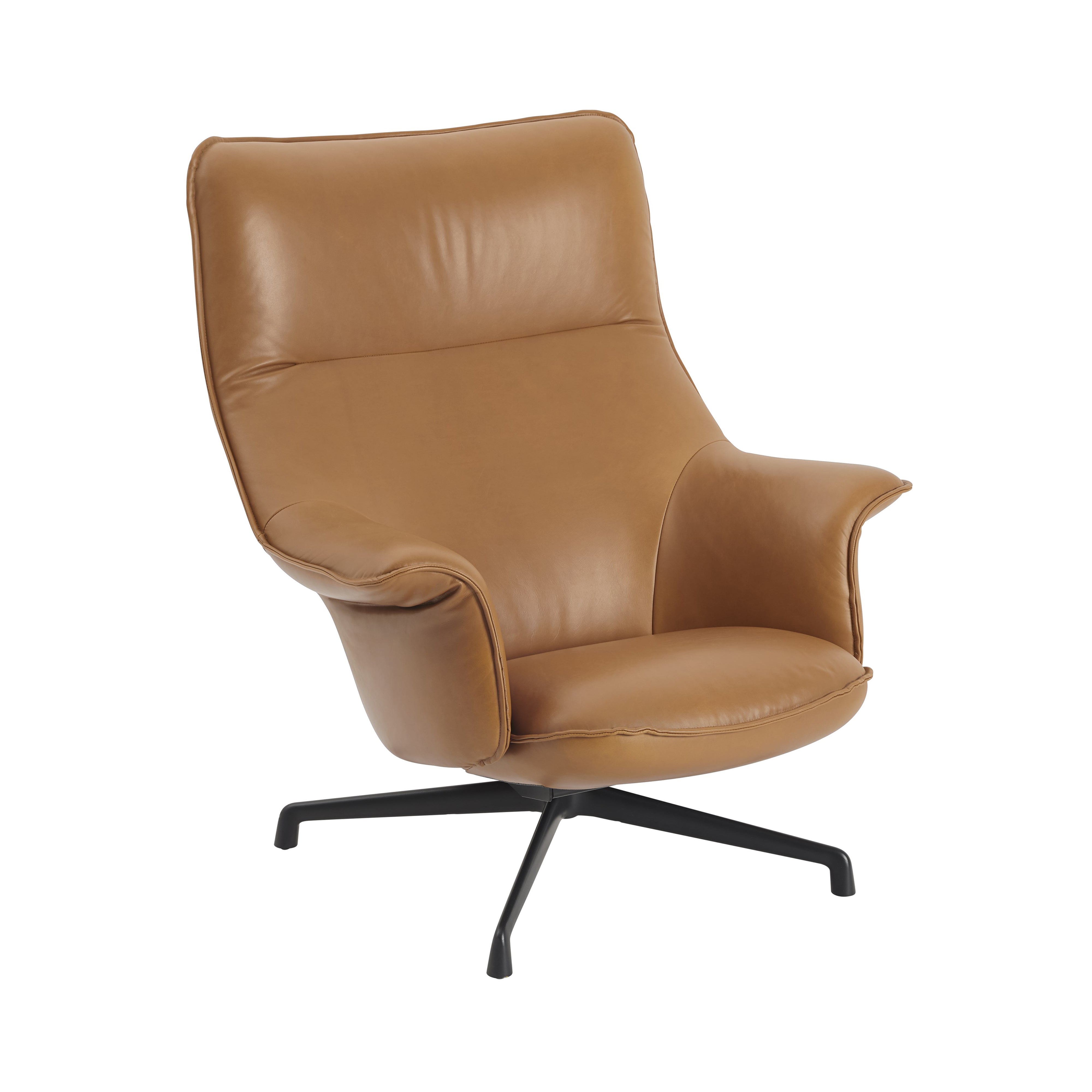 Doze Lounge Chair Swivel Base: Refine Leather Cognac