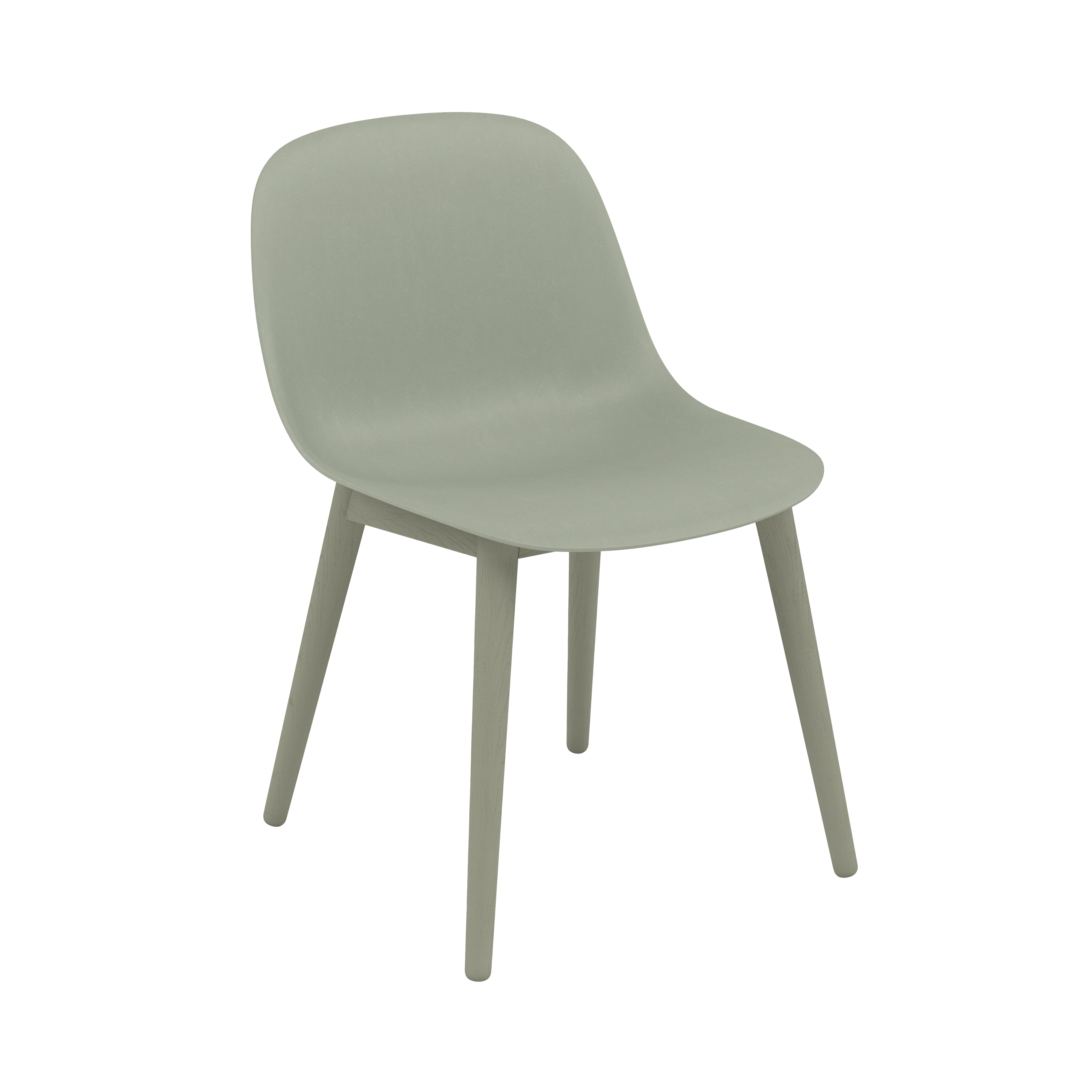 Fiber Side Chair: Wood Base + Recycled Shell + Dusty Green + Dusty Green