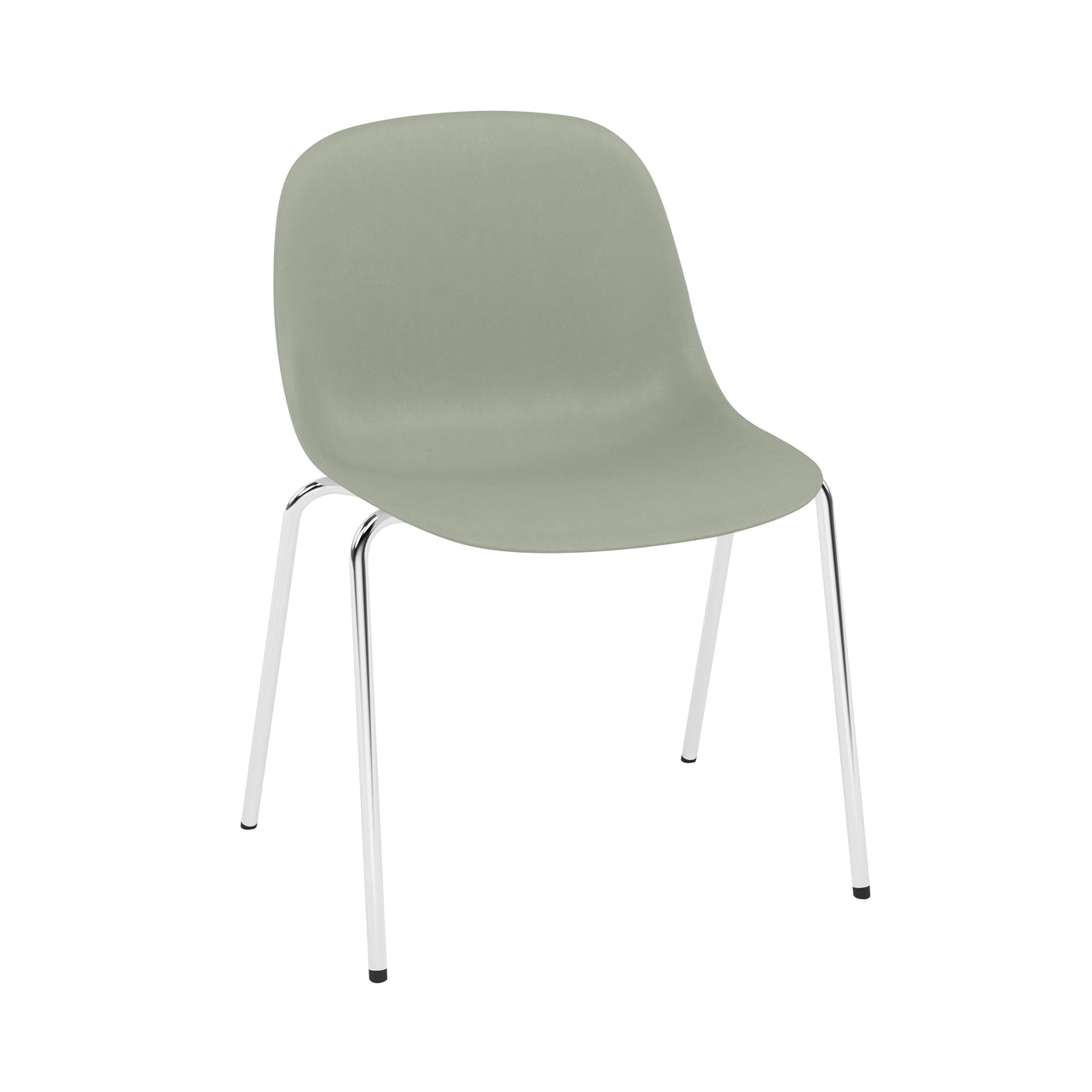 Fiber Side Chair: A-Base with Felt Glides + Recycled Shell + Dusty Green