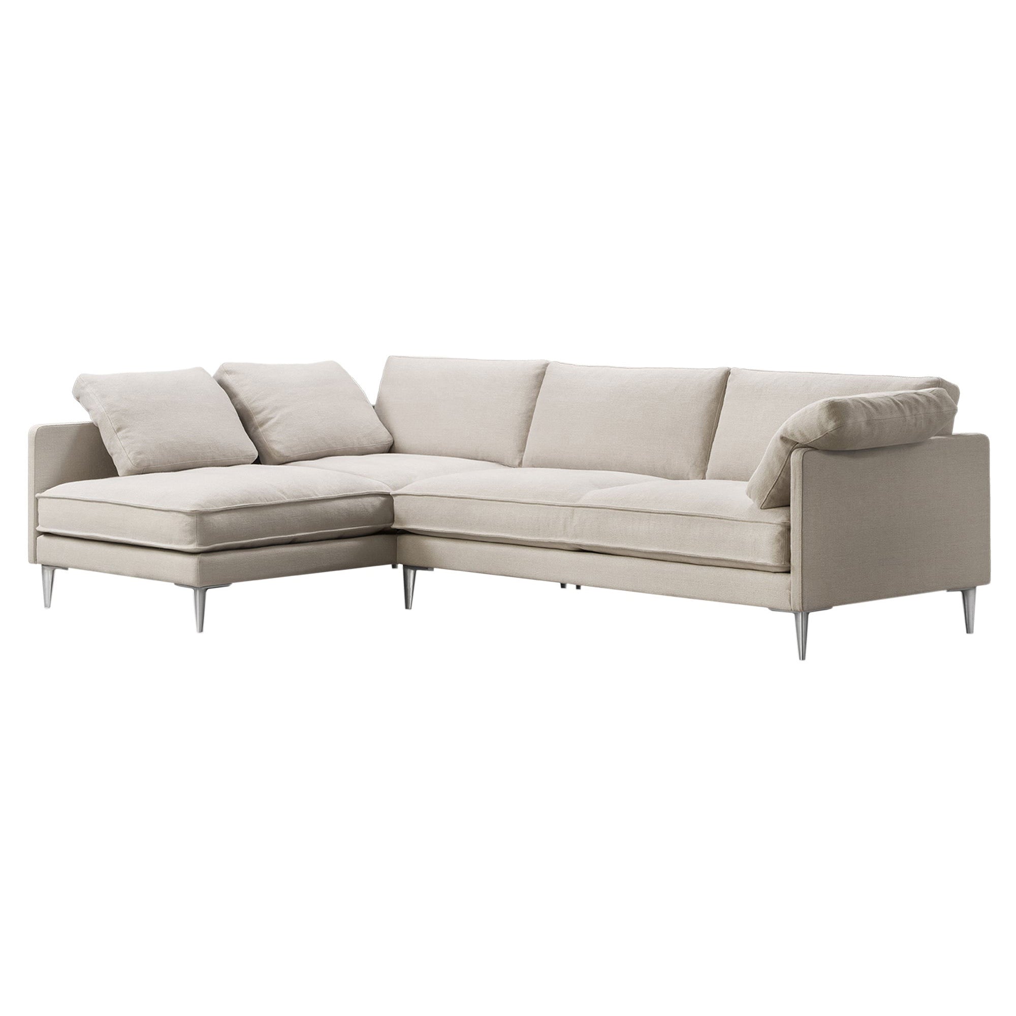 EJ295 Chaise Sofa: Large + Chrome + Left