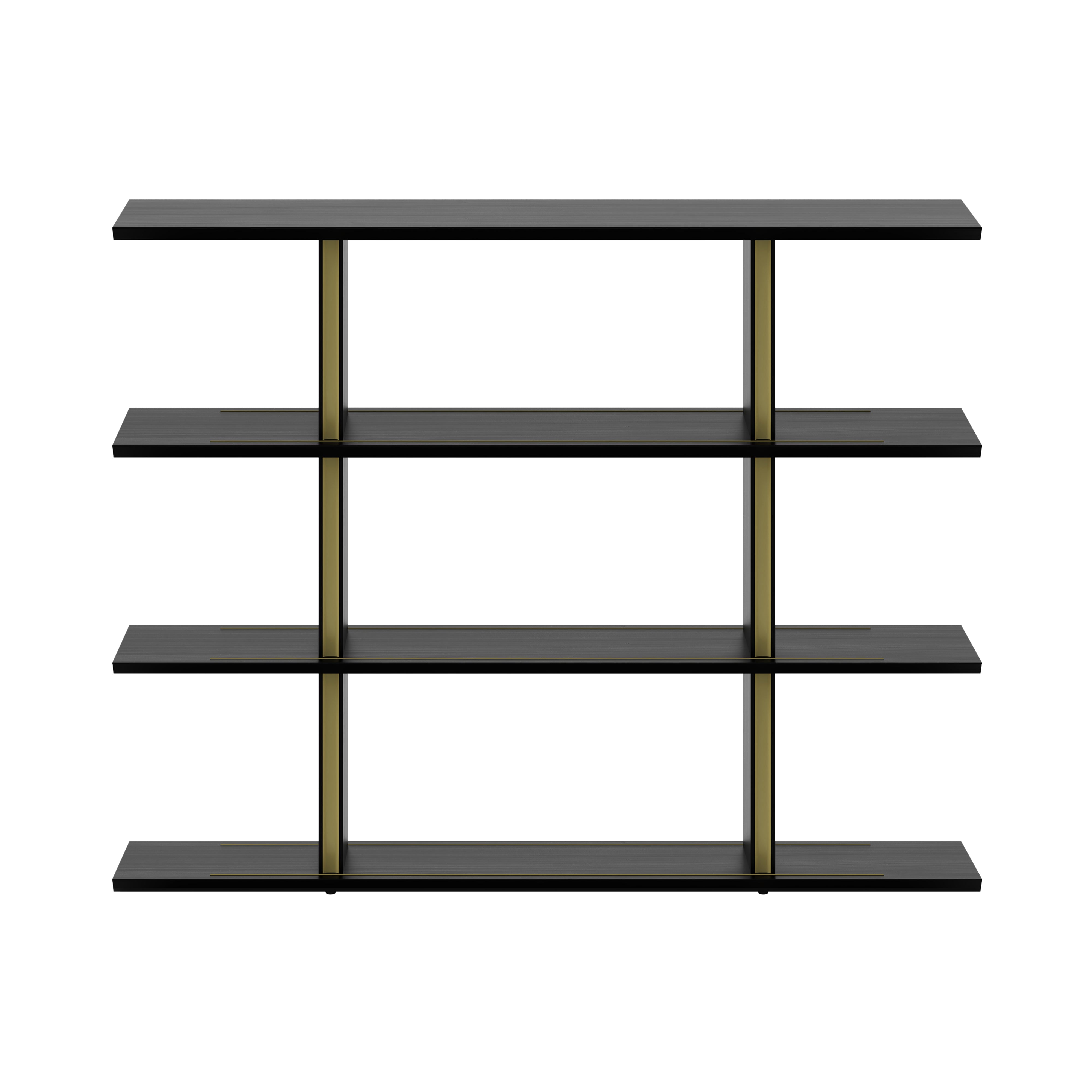 Stockholm Shelf: Composition 3 + Ebony Stained Oak + Anodized Aluminum Gold