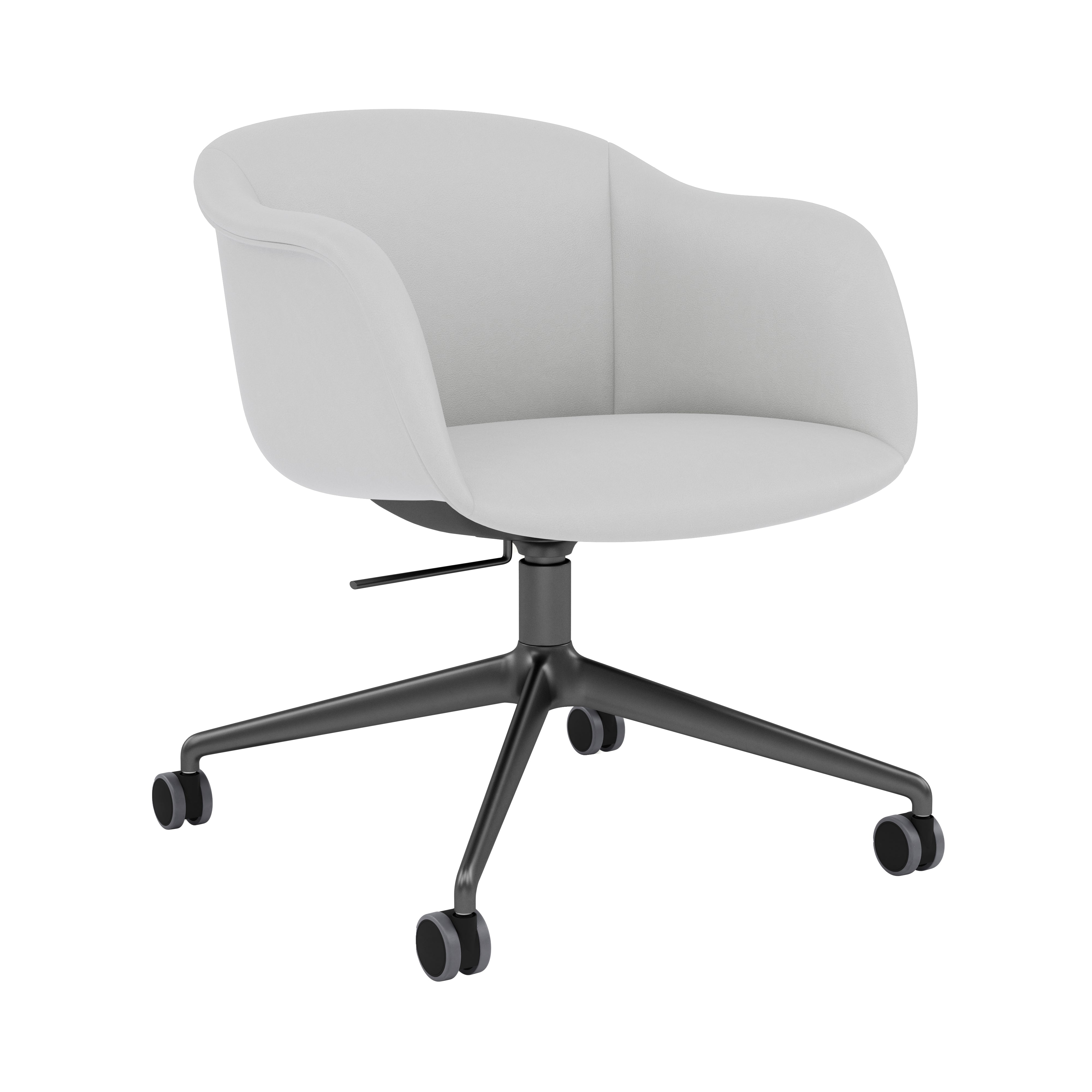 Fiber Soft Armchair: Swivel Base with Castors + Tilt + Upholstered Shell + Anthracite Black