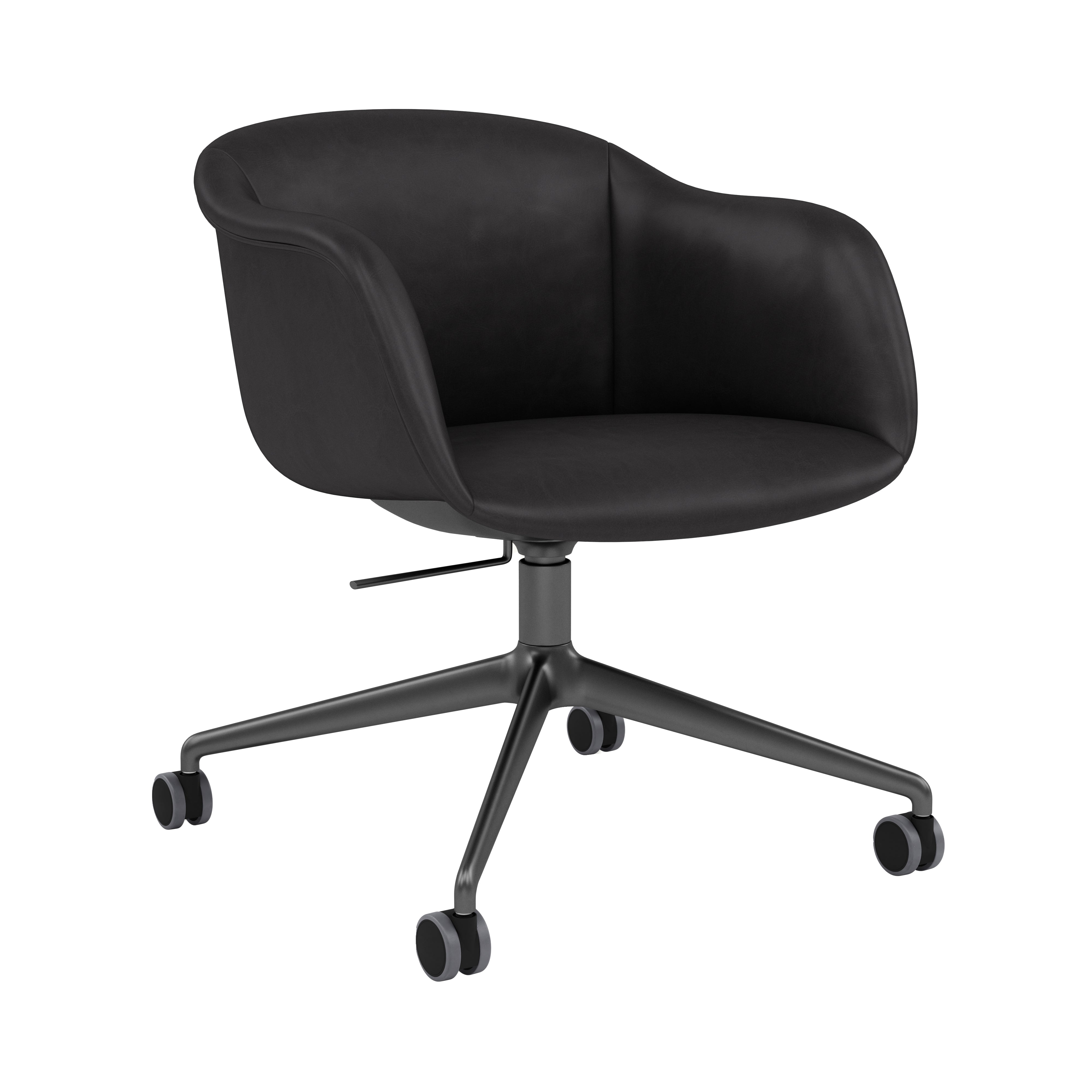 Fiber Soft Armchair: Swivel Base with Castors + Tilt + Upholstered Shell + Anthracite Black