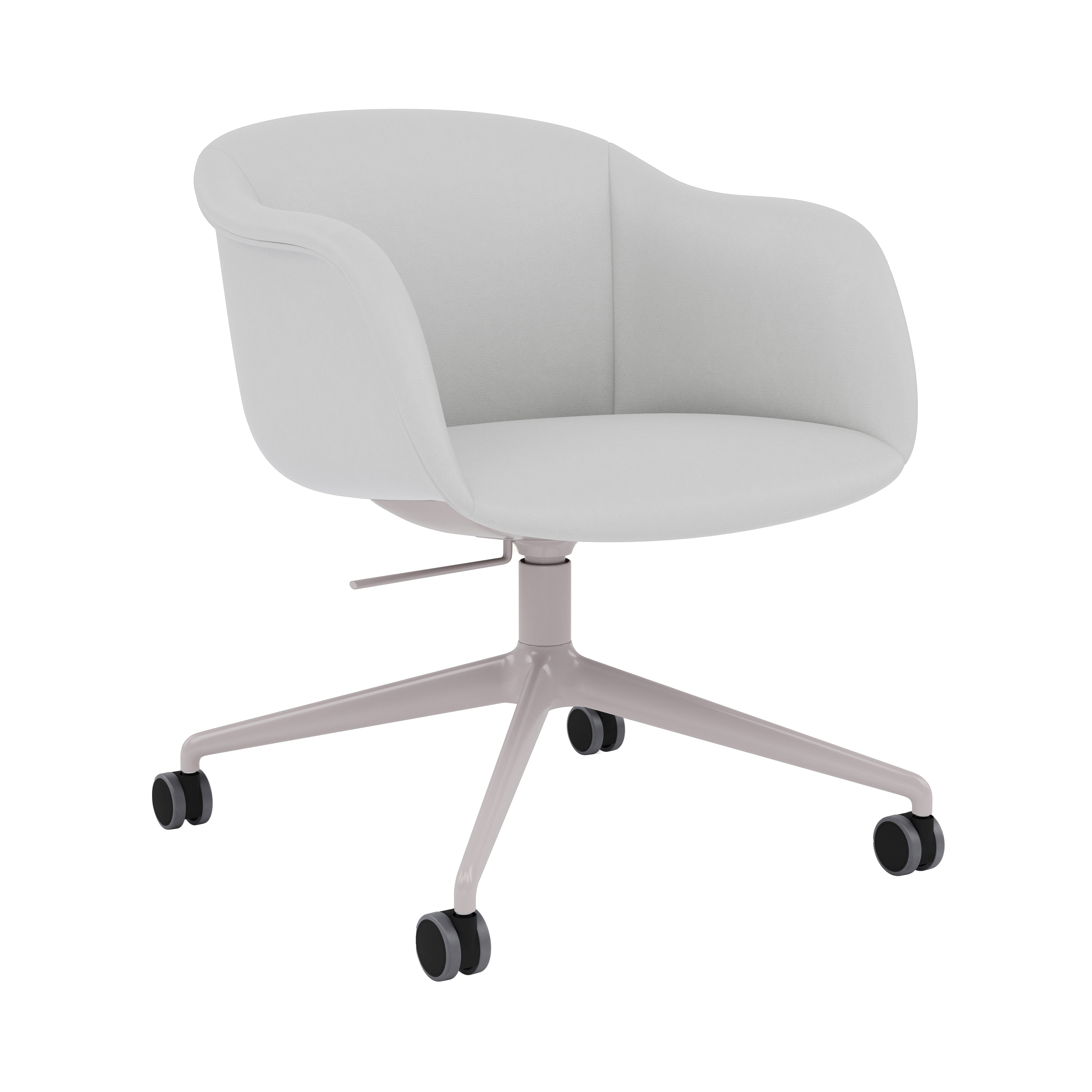 Fiber Soft Armchair: Swivel Base with Castors + Tilt + Upholstered Shell + Grey