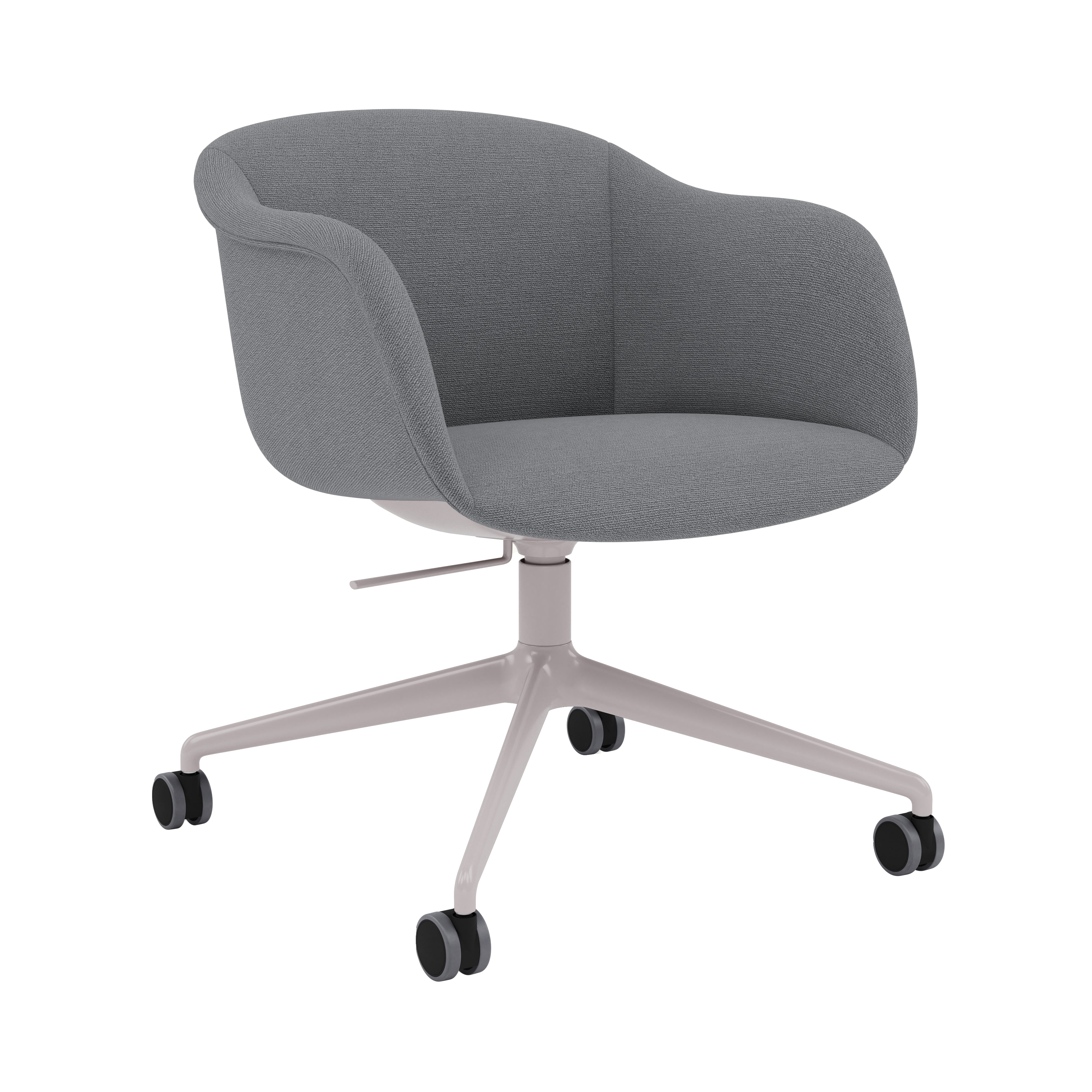 Fiber Soft Armchair: Swivel Base with Castors + Tilt + Upholstered Shell + Grey