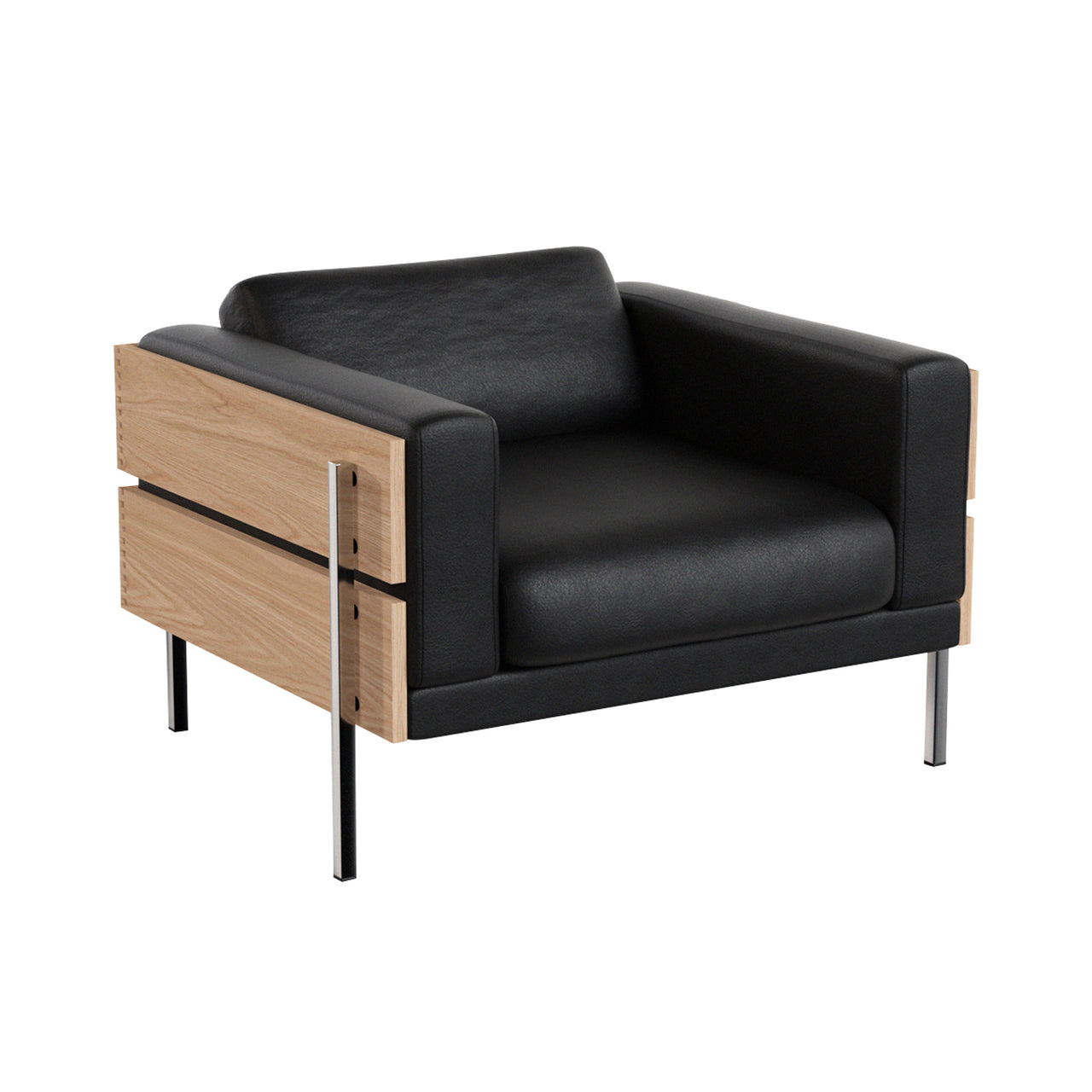 Forum Armchair: Oak + Sydney Leather Black